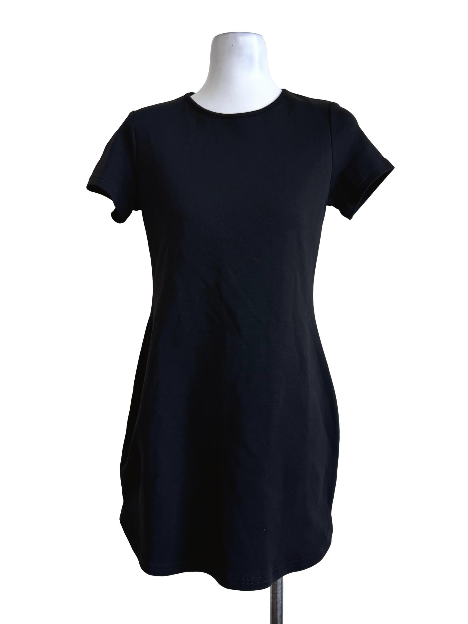 Pitch Black Round Neck Shift Dress