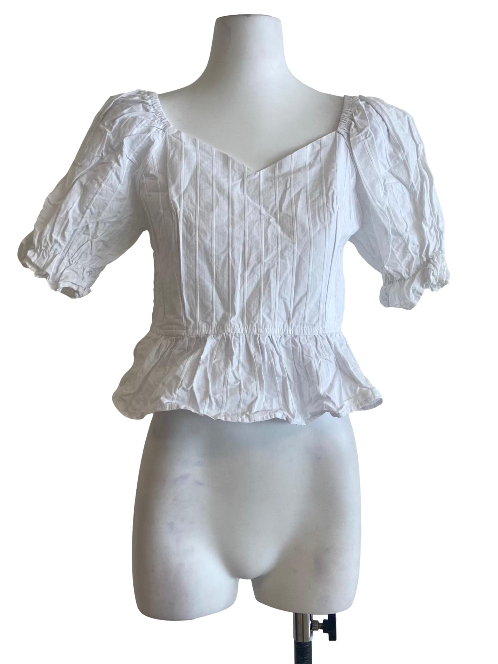White Peplum Babydoll Blouse