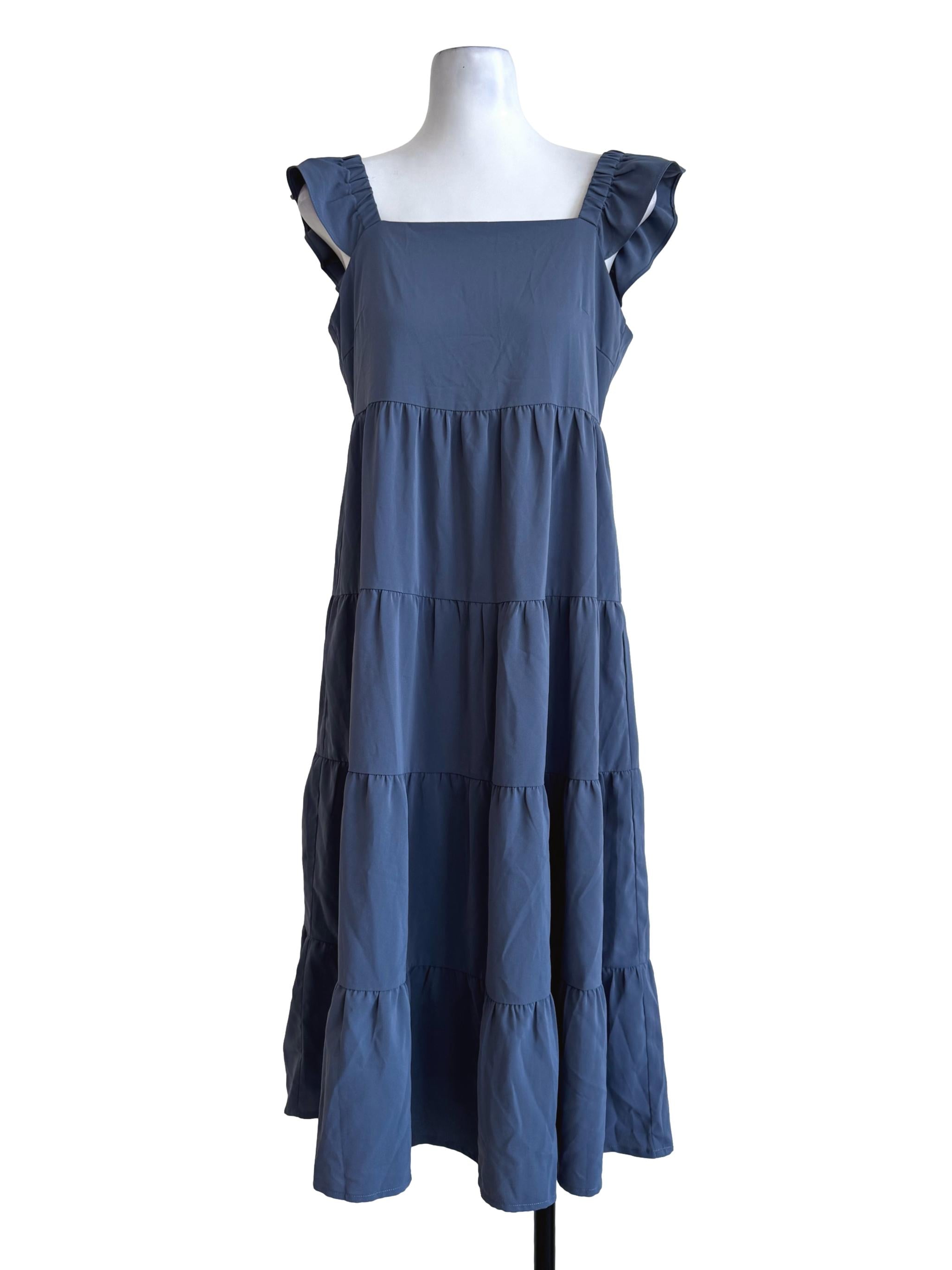 Storm Blue Layered Apron Dress