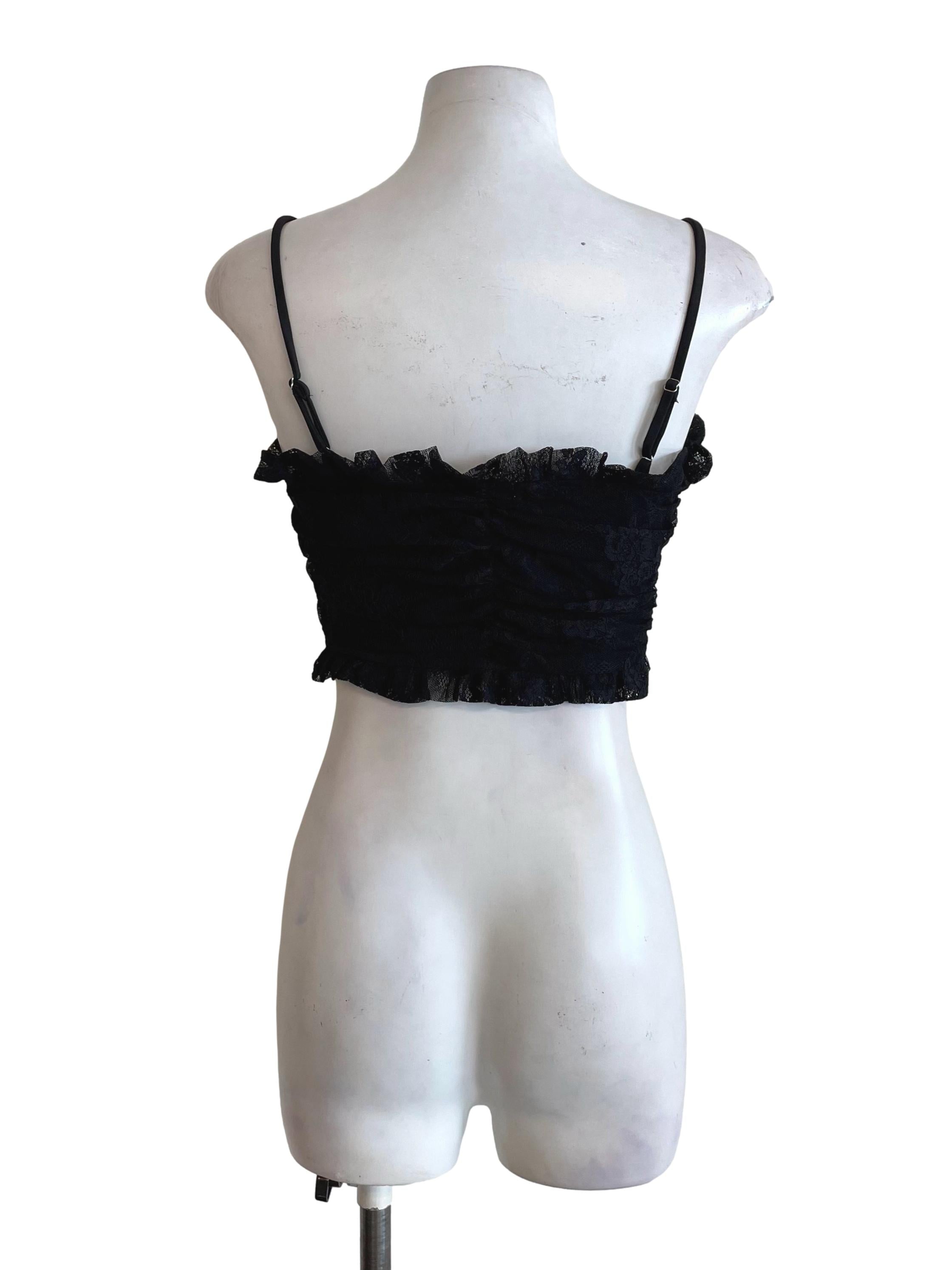 Black Lace Drape Tube Top