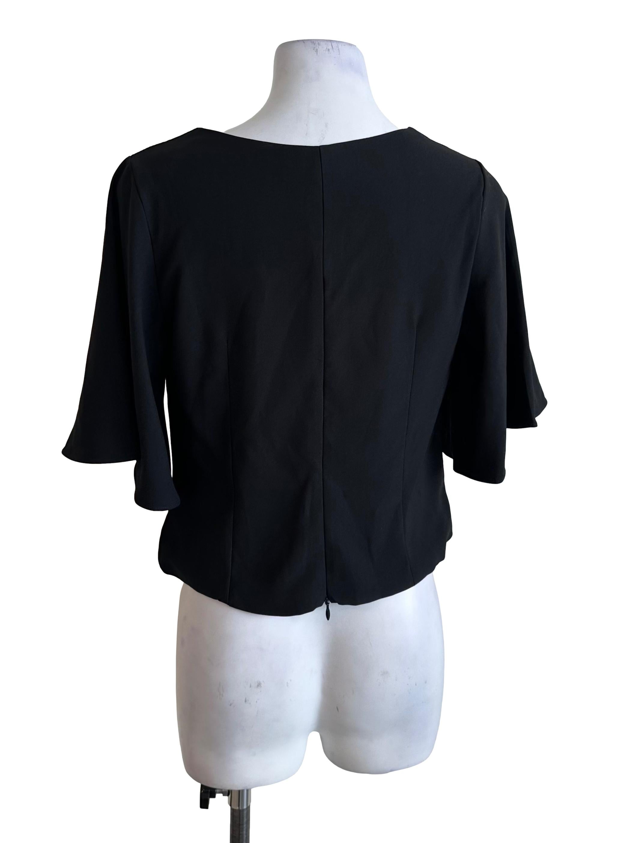 Charcoal Black V Neck Chiffon Top
