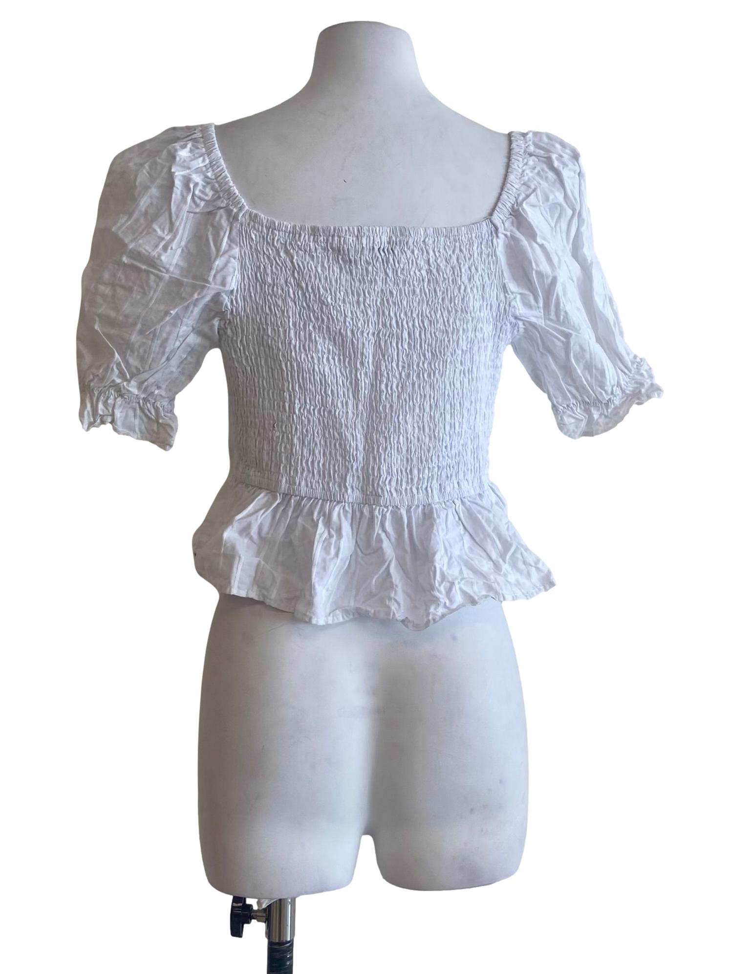 White Peplum Babydoll Blouse
