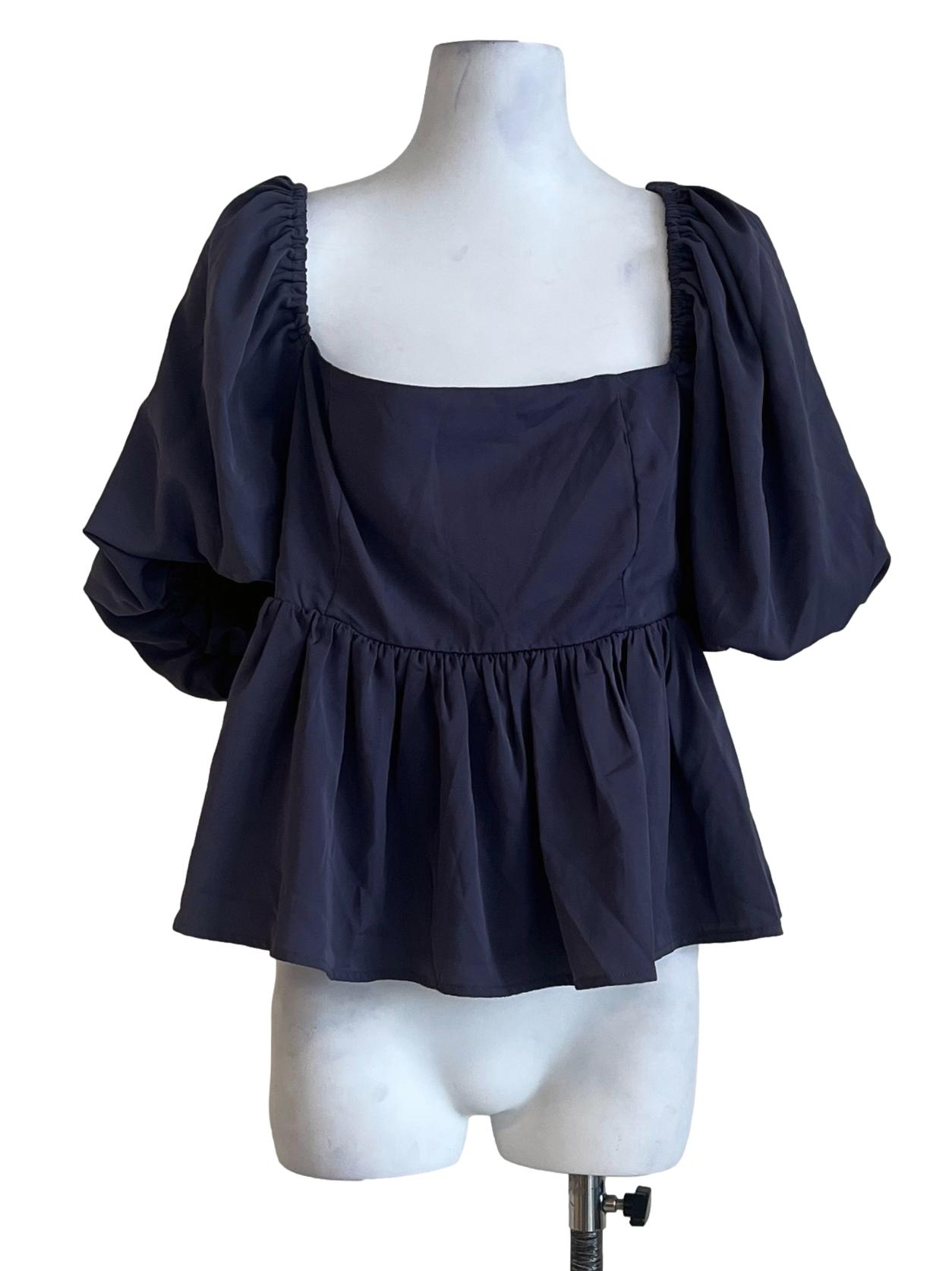 Dove Grey Square Puff Sleeve Top