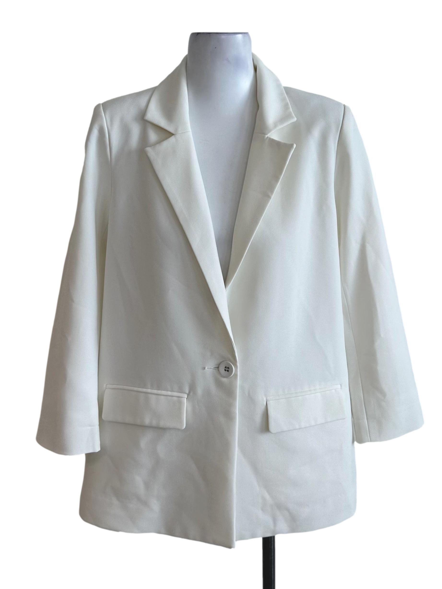 Pearl White Collar Long Sleeve Blazer LB