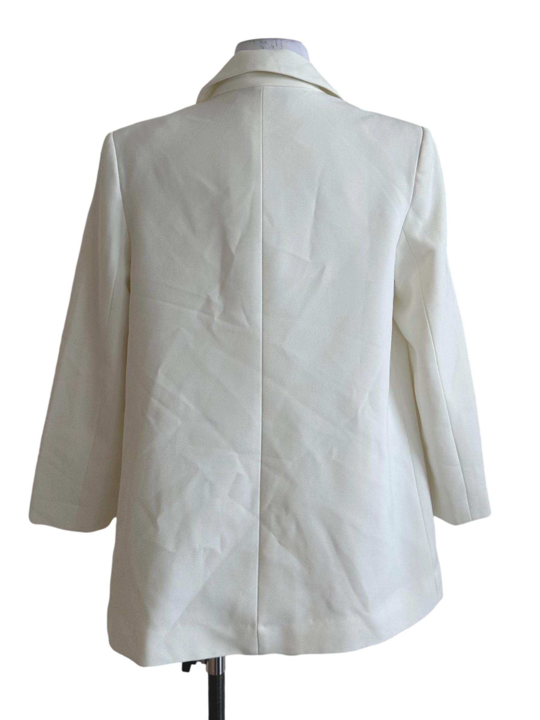 Pearl White Collar Long Sleeve Blazer LB