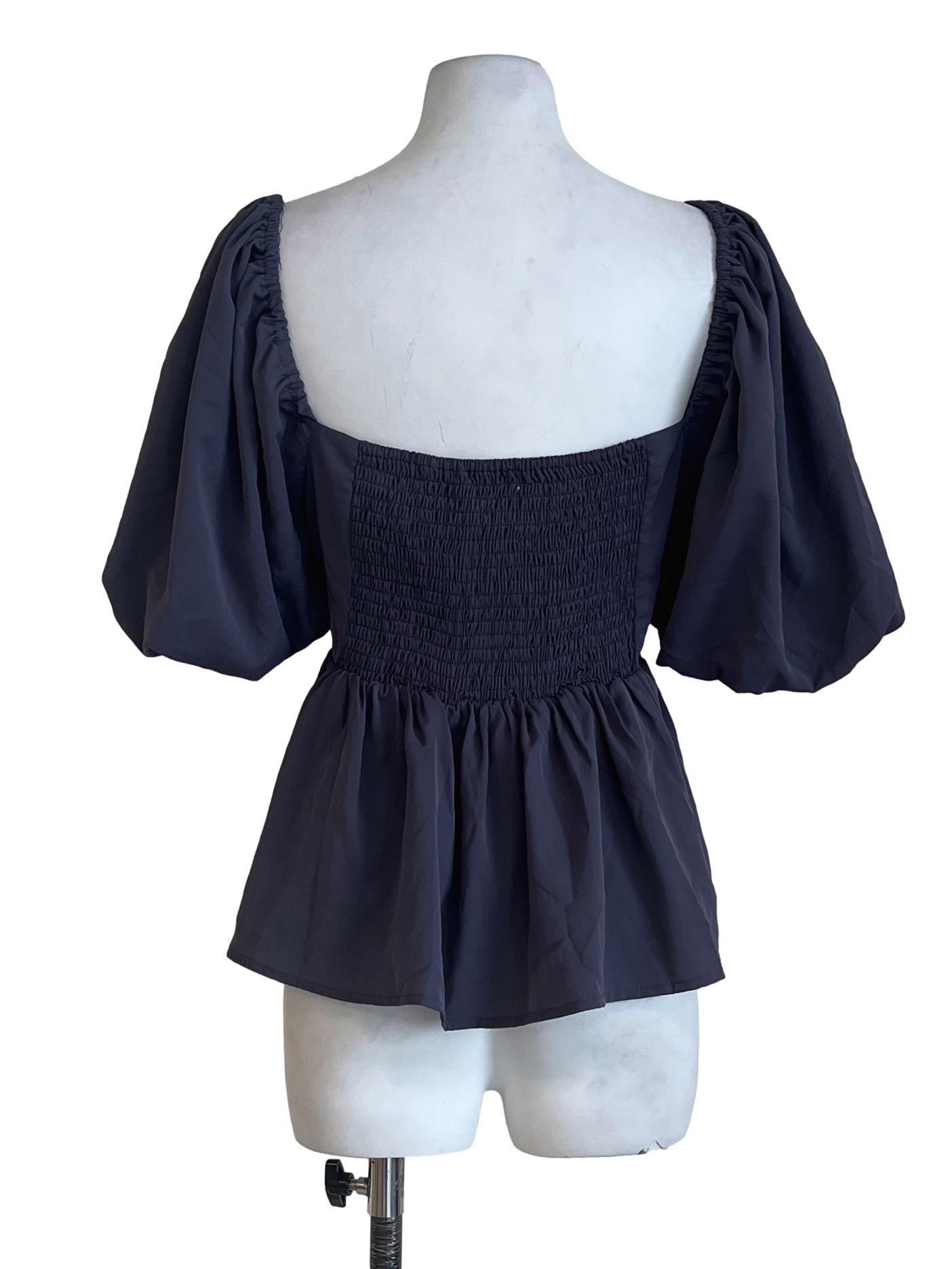 Dove Grey Square Puff Sleeve Top