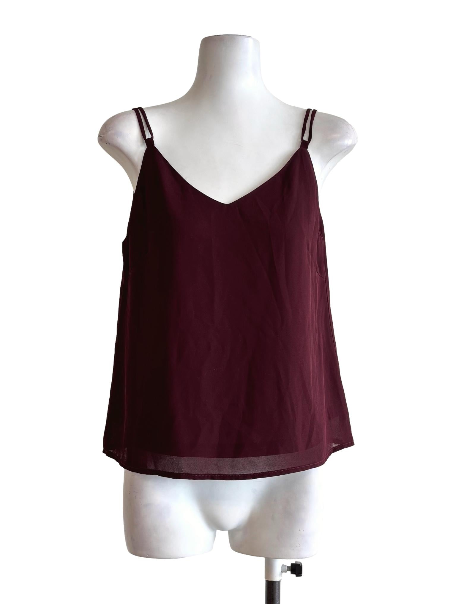 Bordeaux Spaghetti Strap Flowy Top