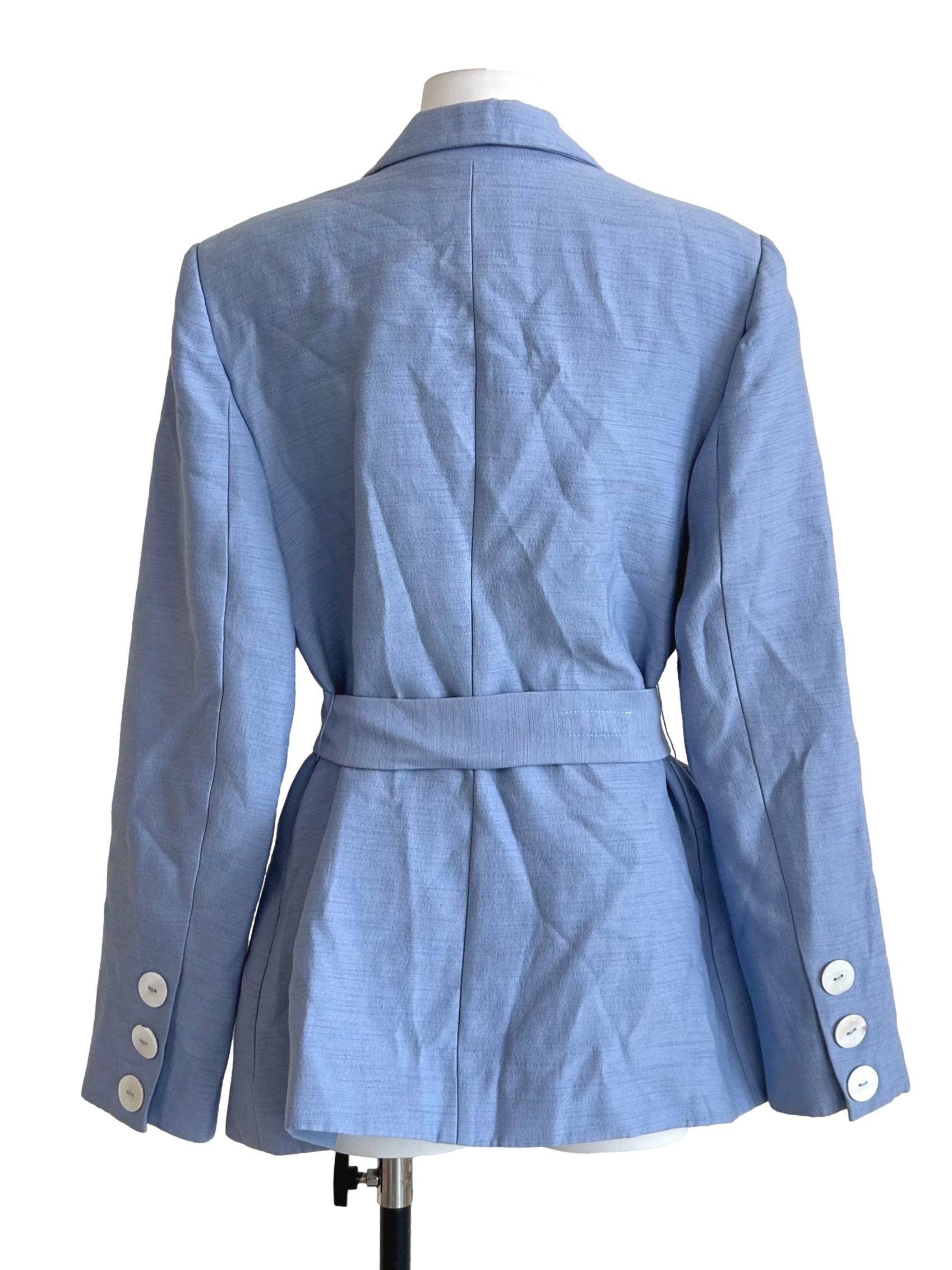 Light Blue Double-Breasted Tailored Blazer