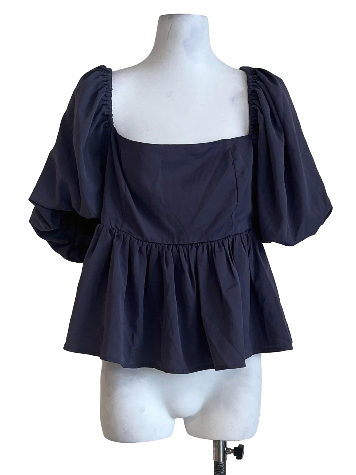 Dove Grey Square Puff Sleeve Top