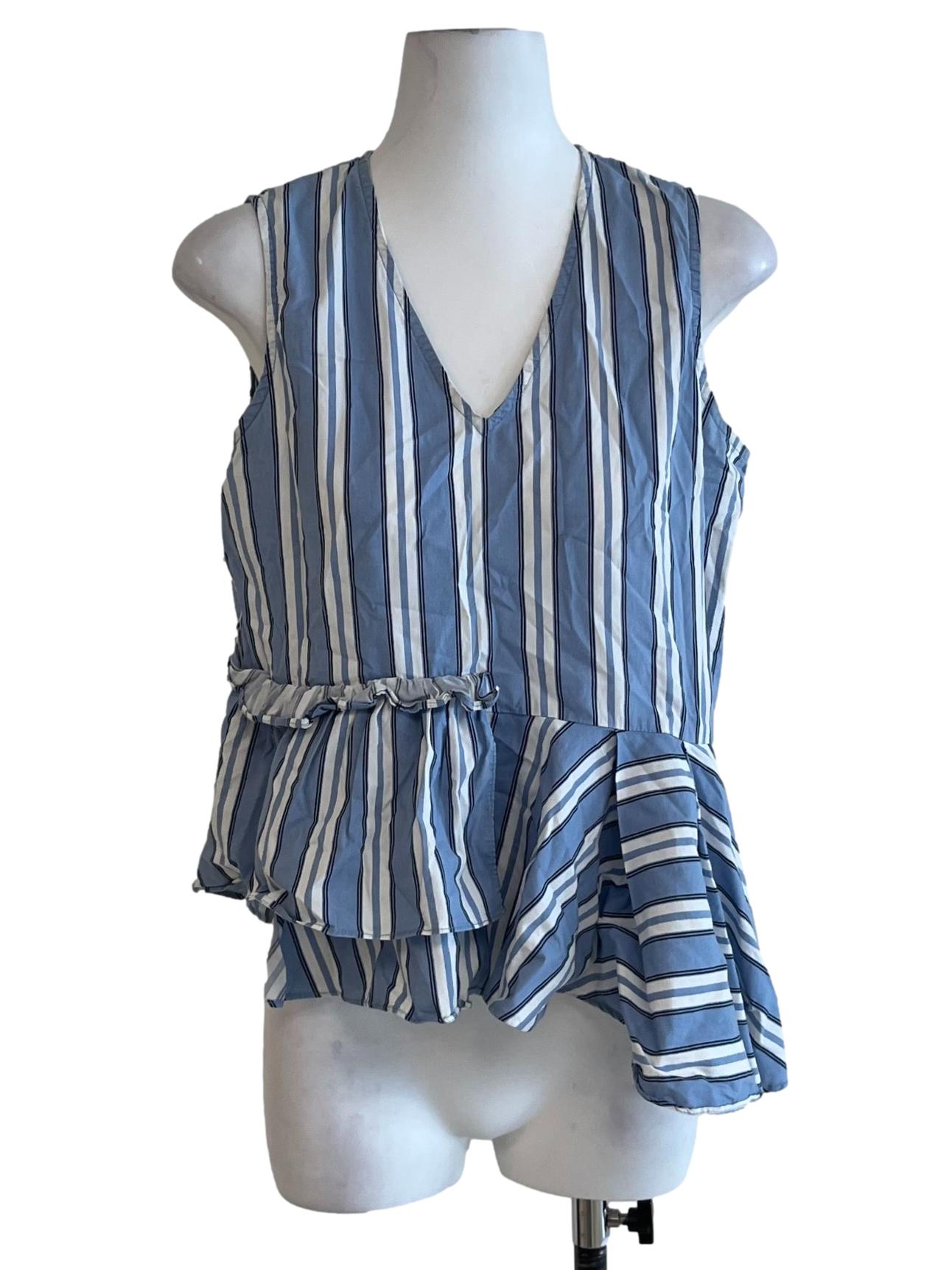 Sky Blue Awning Stripe Blouse