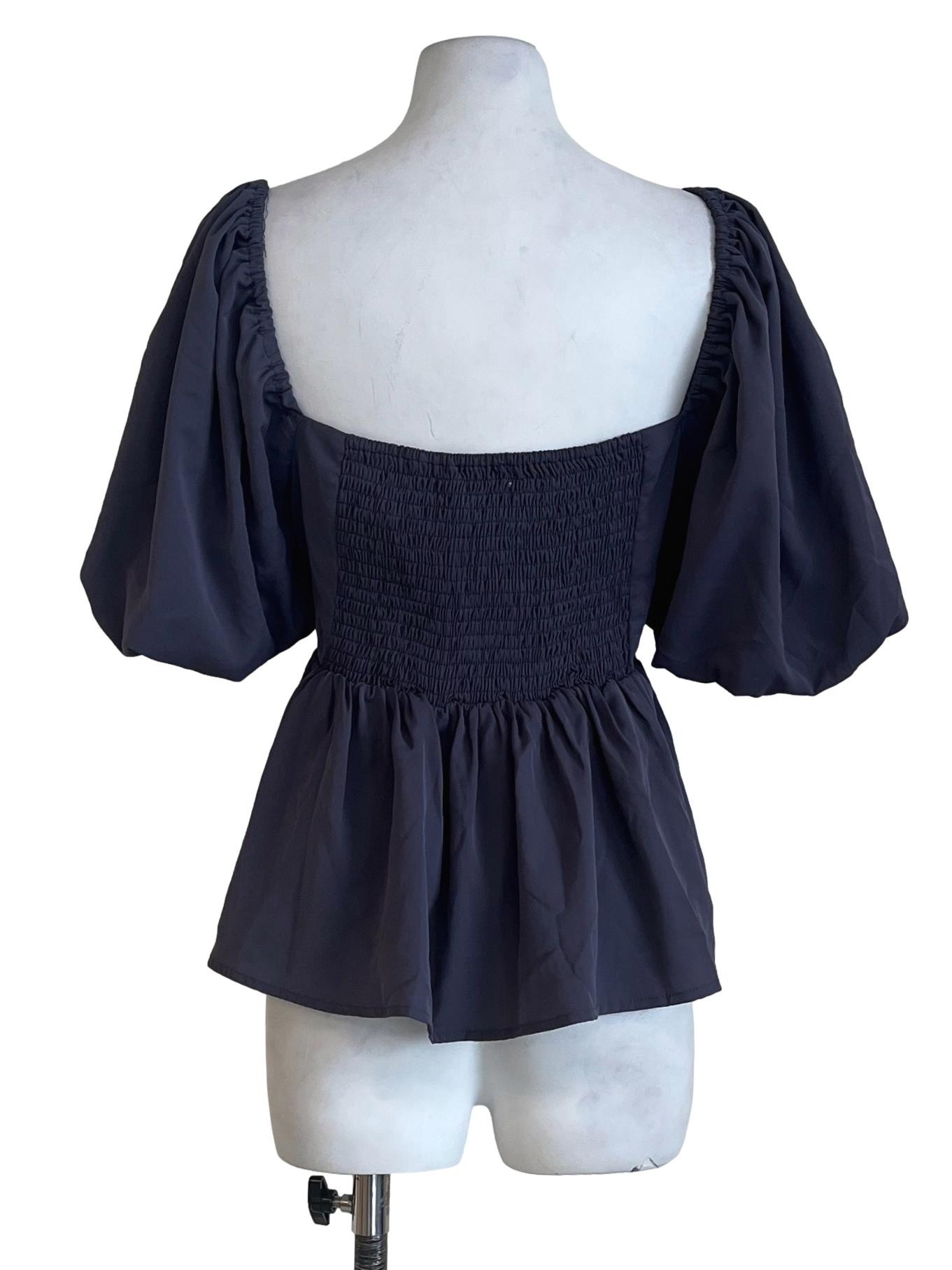 Dove Grey Square Puff Sleeve Top