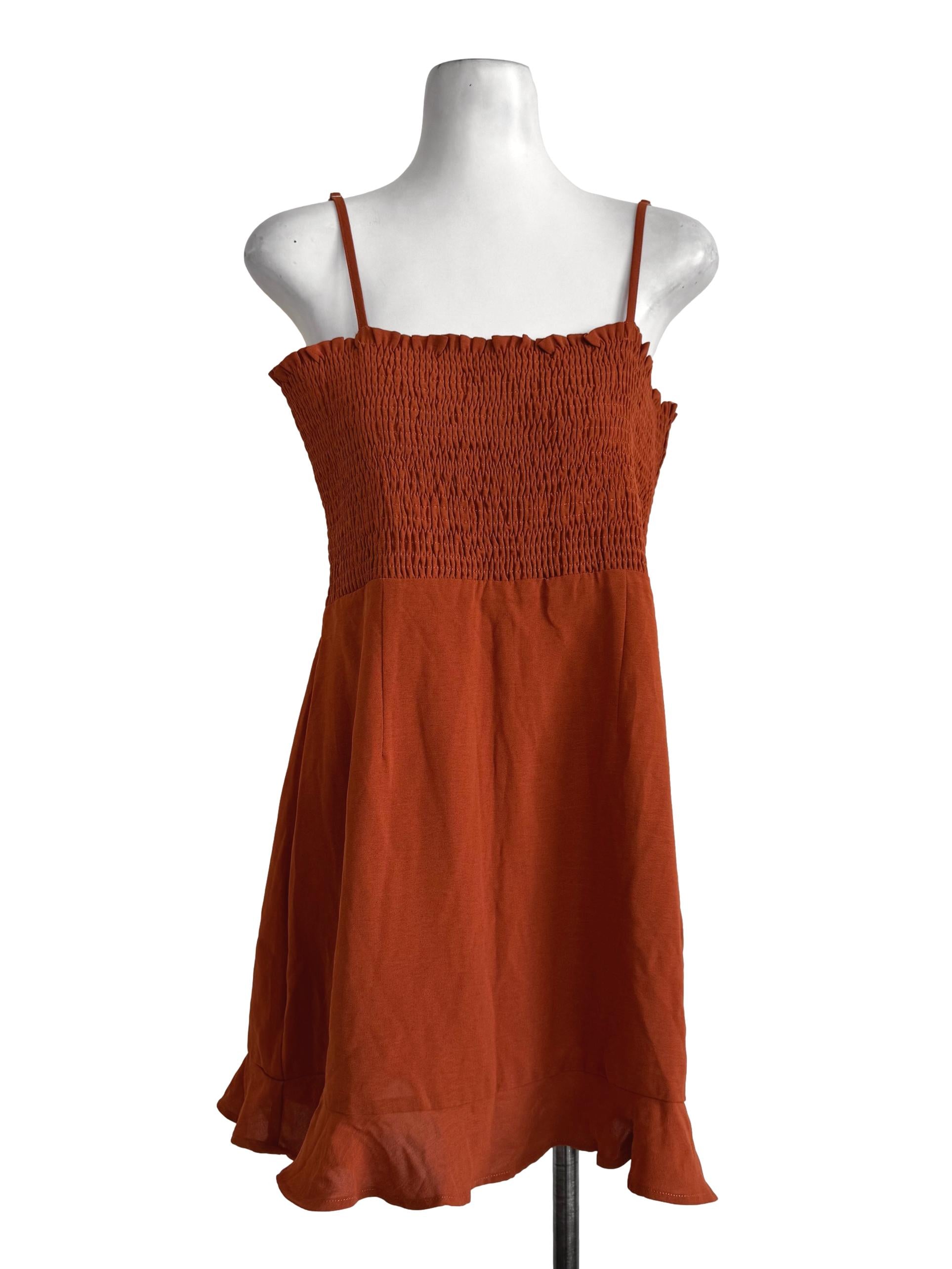 Brick Orange Straight Cut Dress