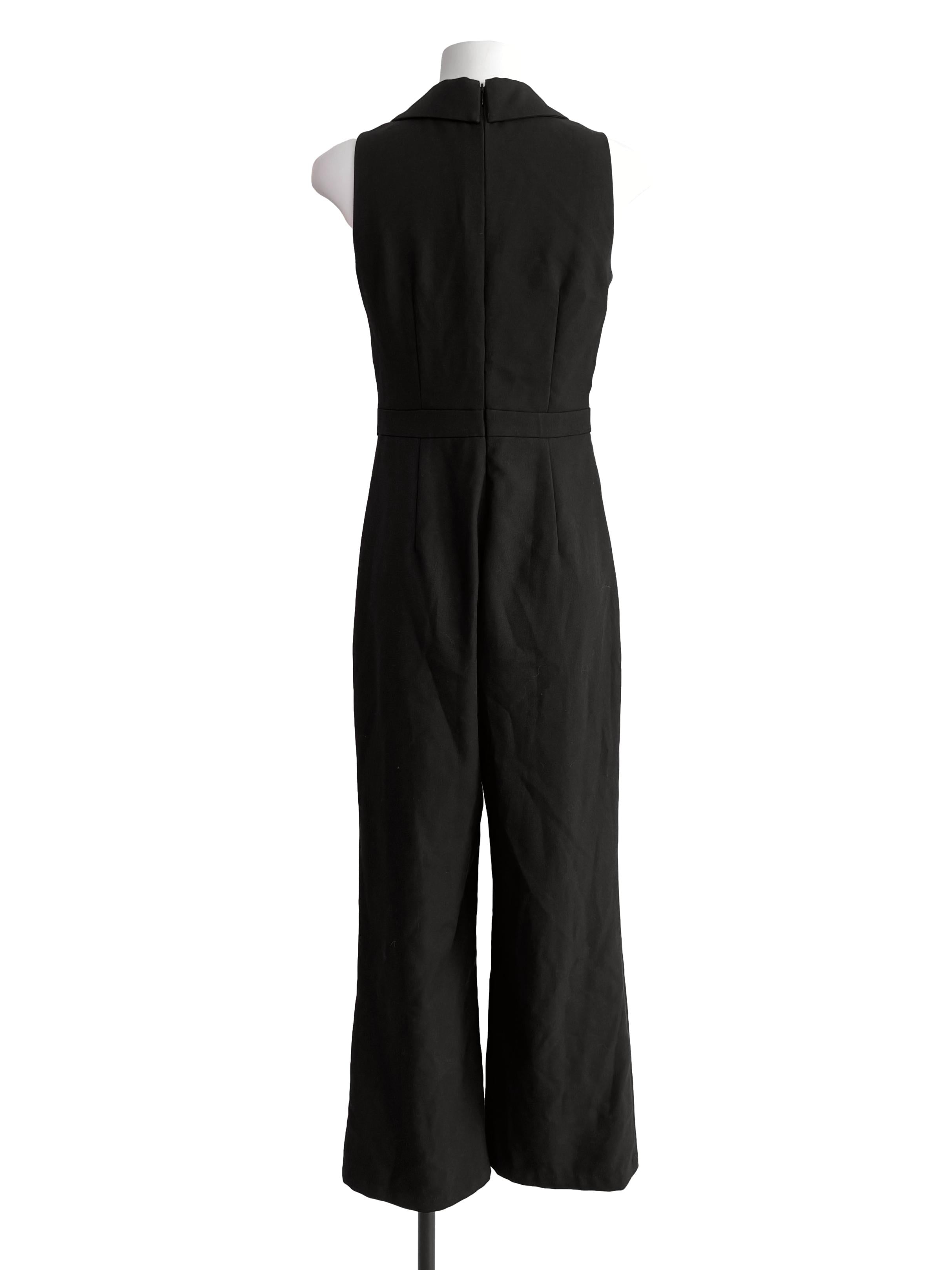 Black Collared Sleeveless Jumpsuit