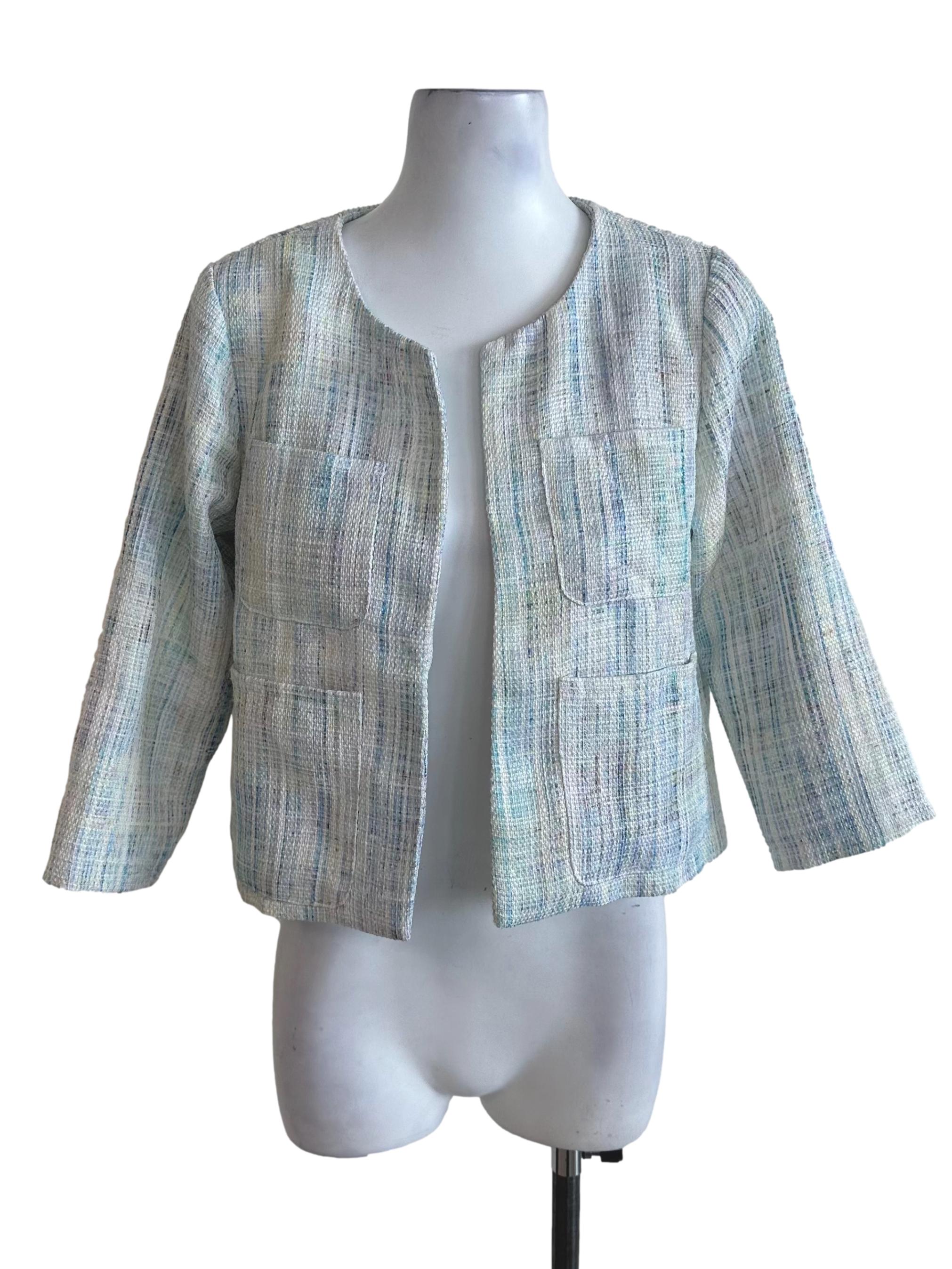 Mint Blue Textured Pocket Jacket