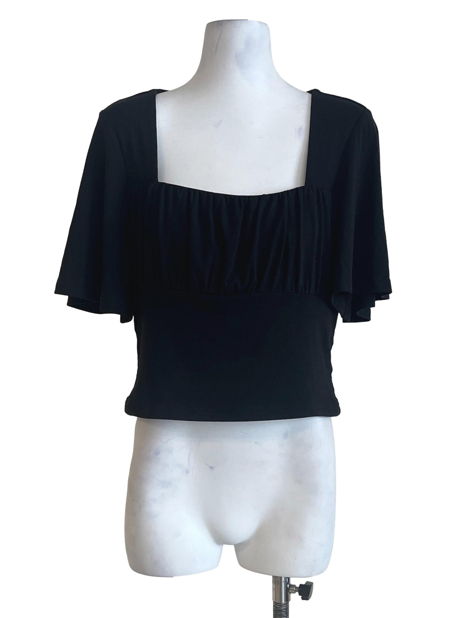 Ink Black Square Peplum Top