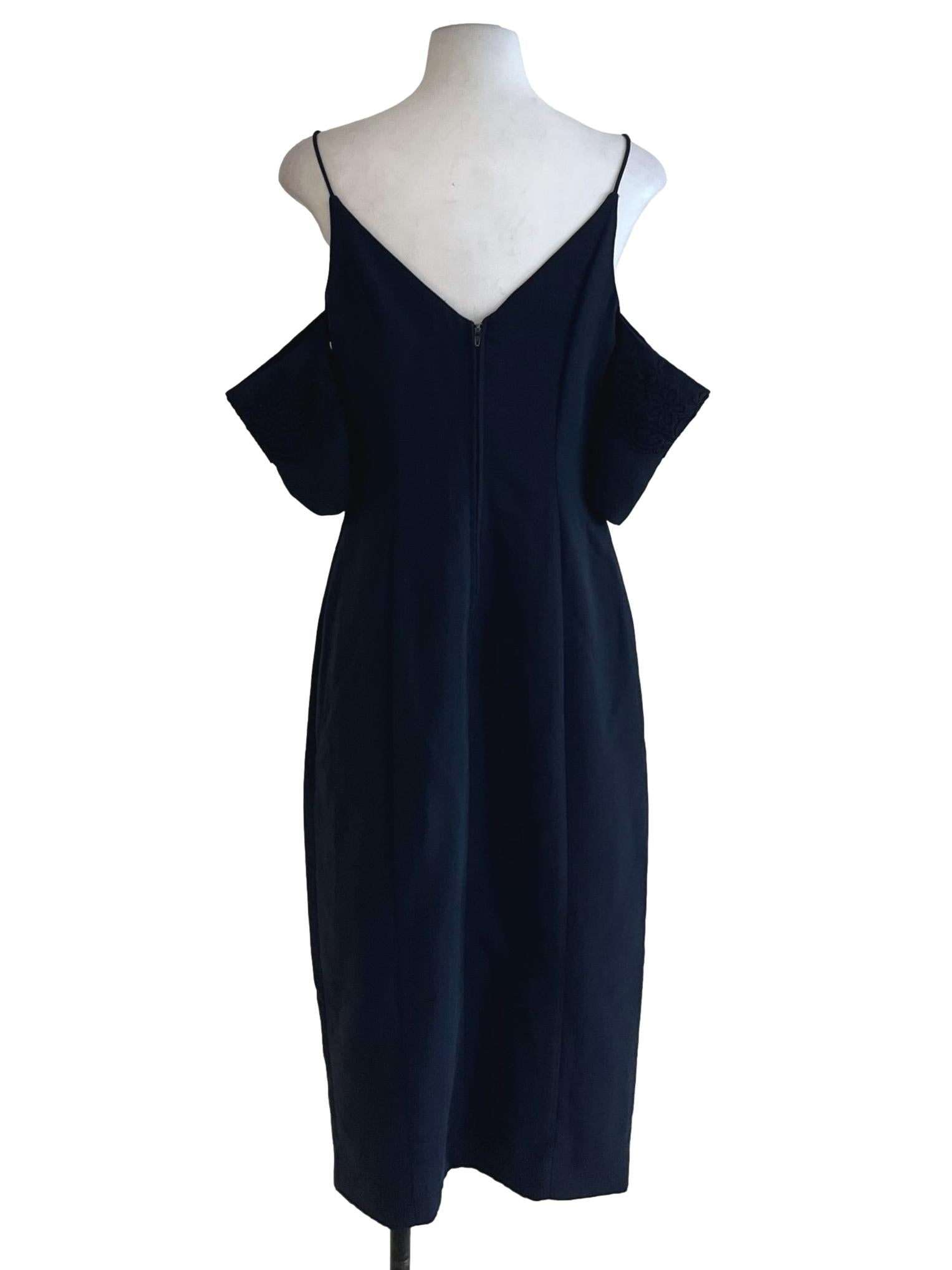 Navy Blue V-Neckline Sheath Dress