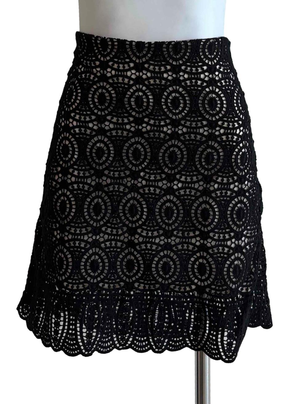 Black Lined Lace Mini Skirt