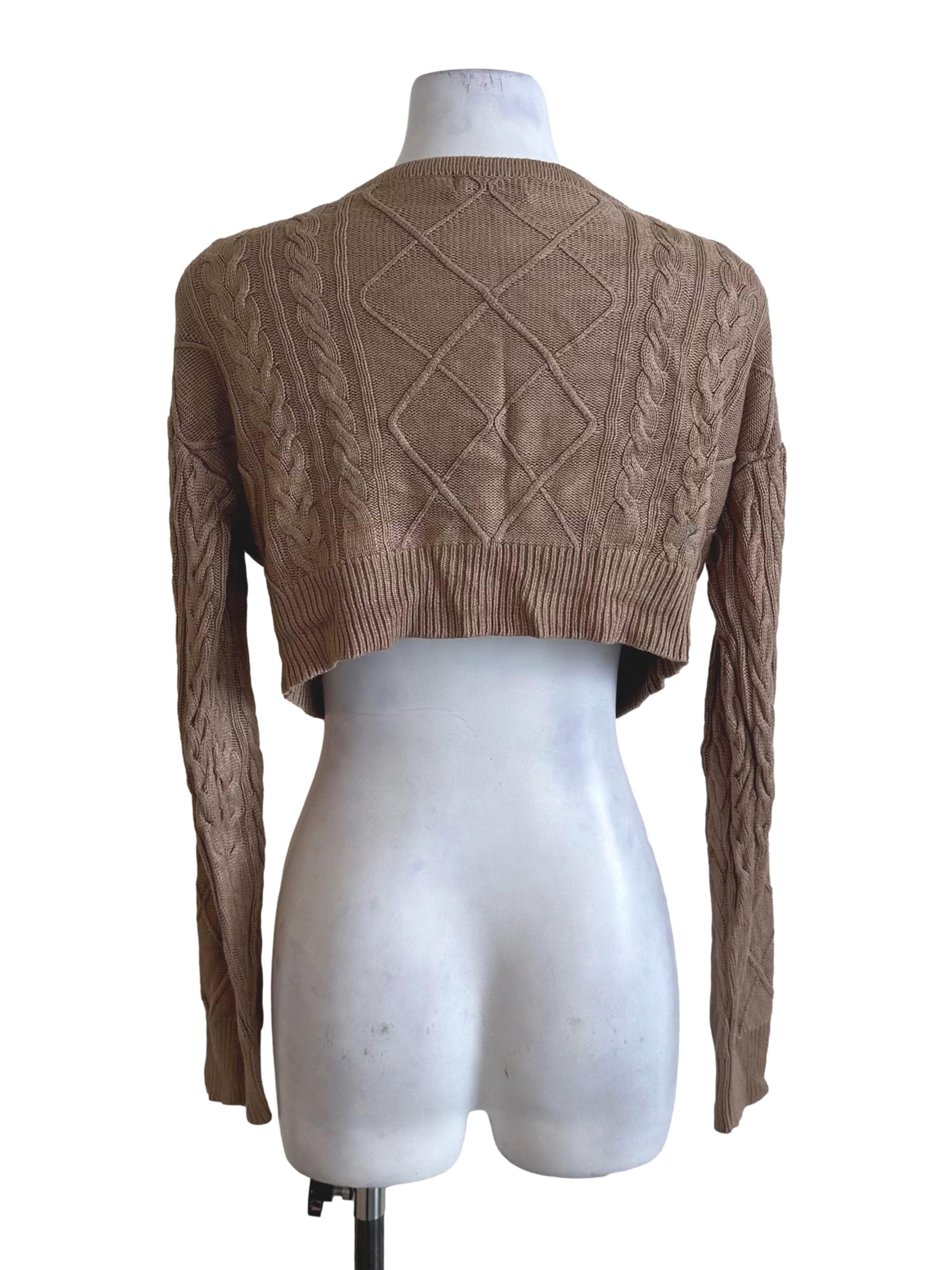 Coffee Brown Knit Button Cardigan