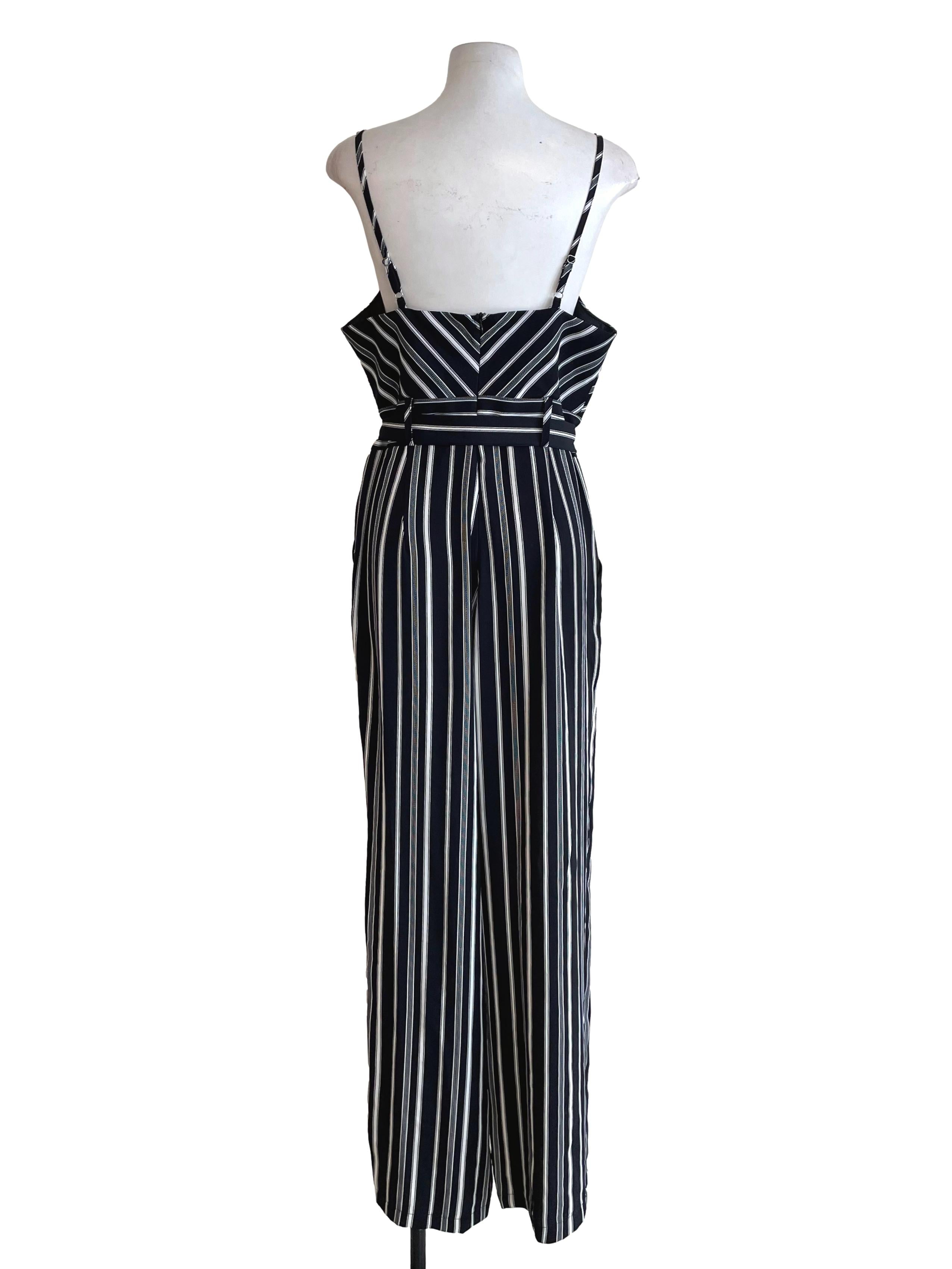 Black Stripe Formal Cami Jumpsuit