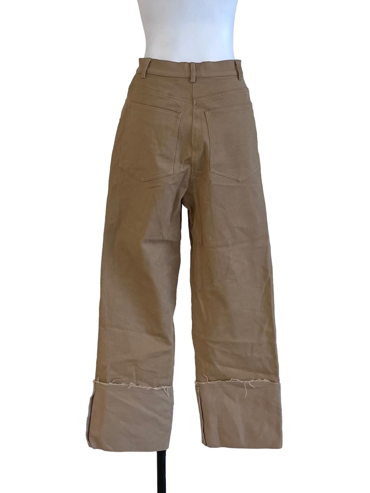 Brown Raw Hem Straight-Leg Pants OSN