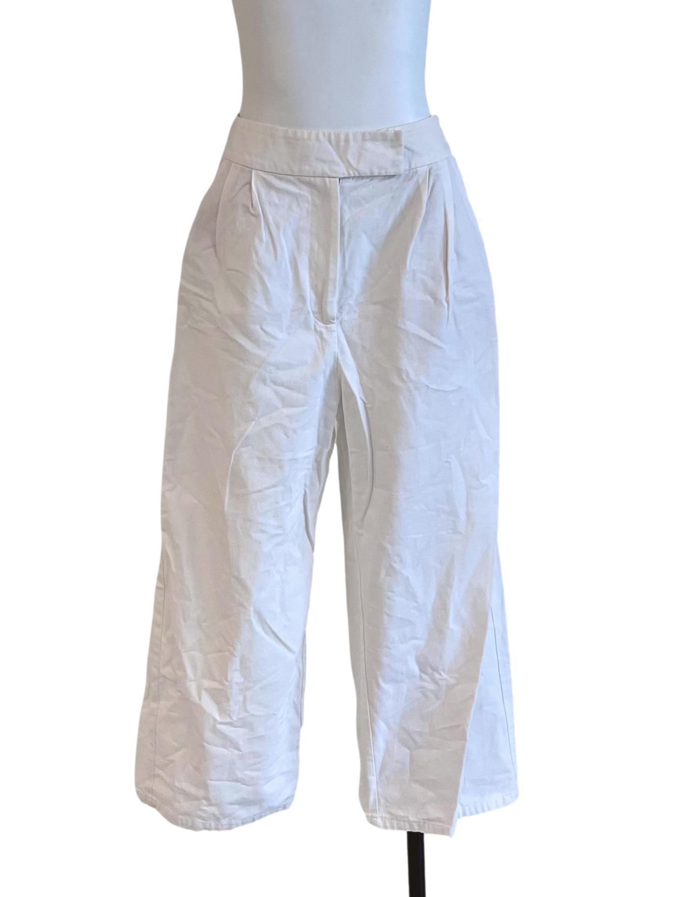 White Cotton Wide Leg Culottes OSN
