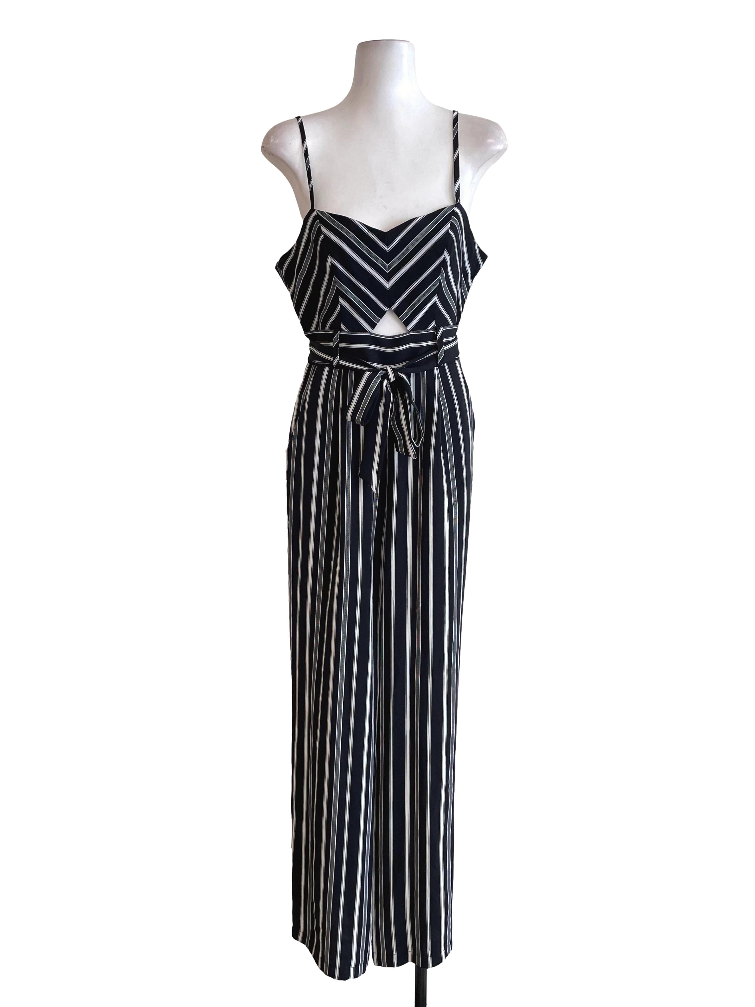Black Stripe Formal Cami Jumpsuit