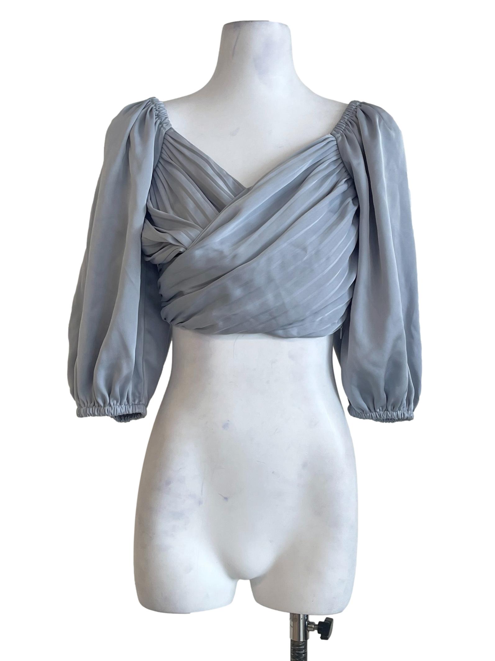 Cloud Grey V-Neck Quarter Sleeve Top