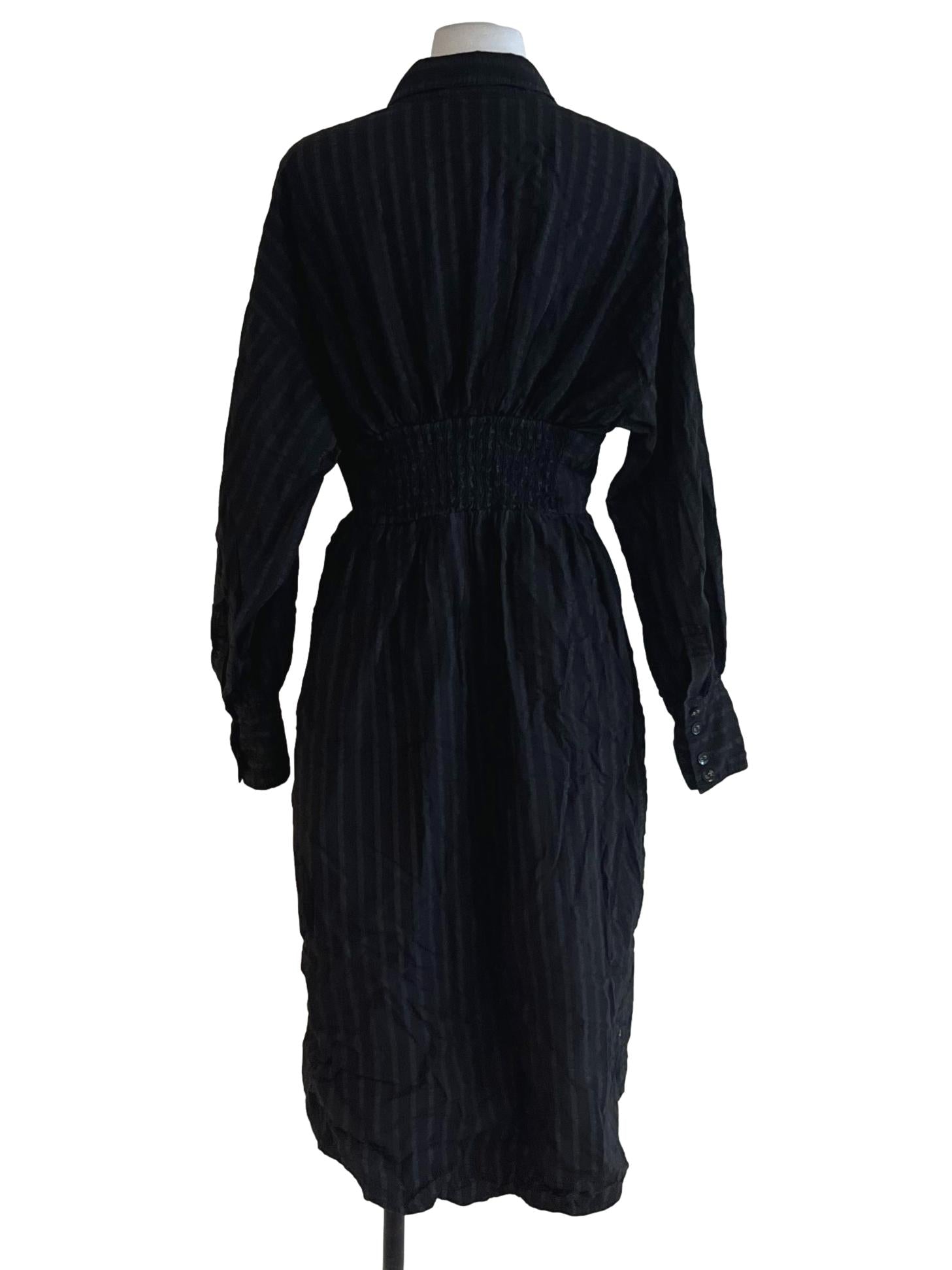 Black Candy Stripe Shirt Dress