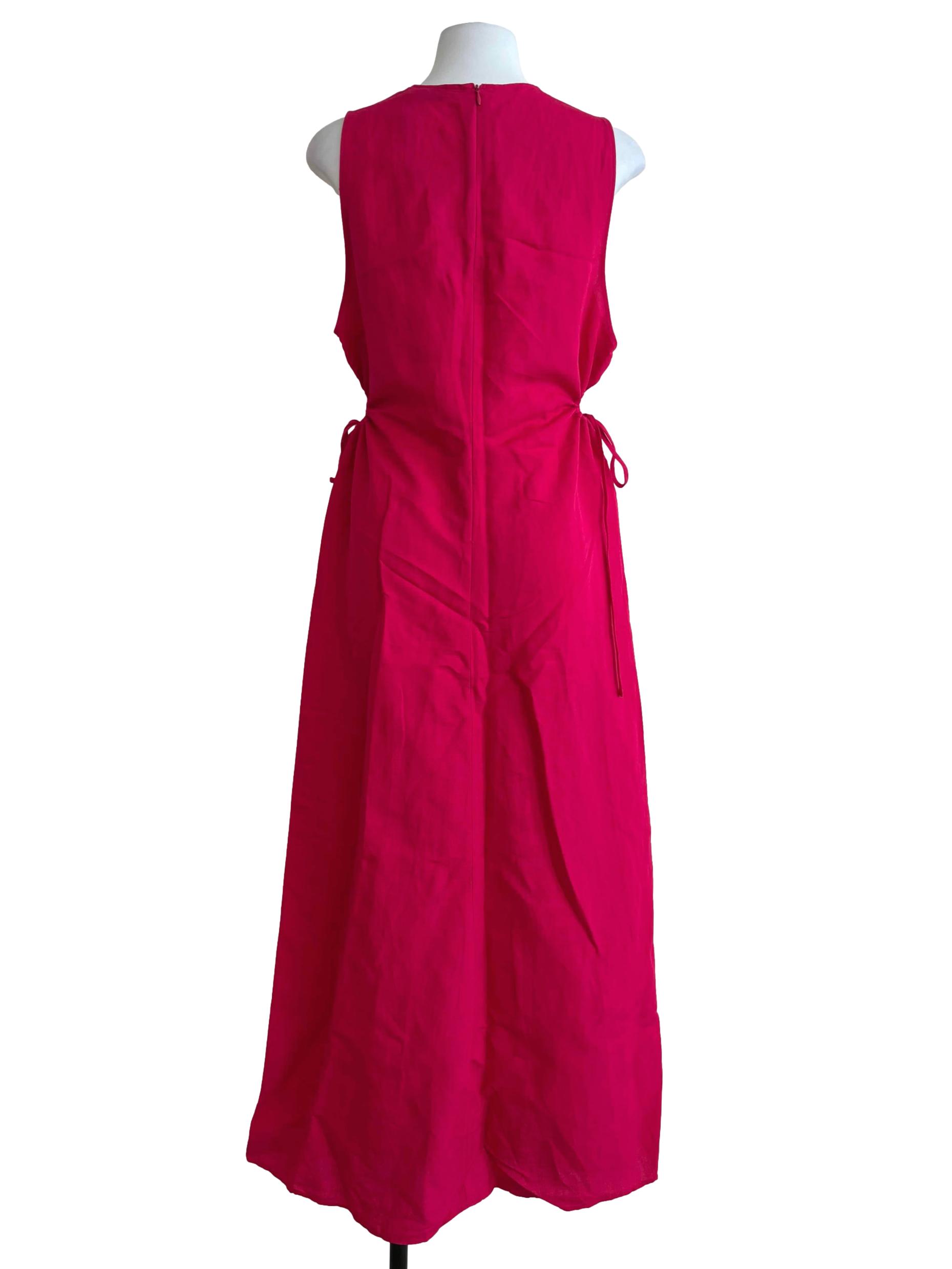 Hot Pink Waist Cut-Out Dress