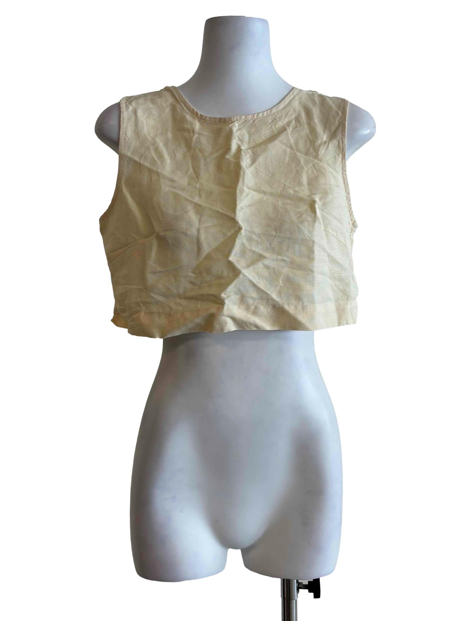 Cornsilk Sleeveless Crop Top