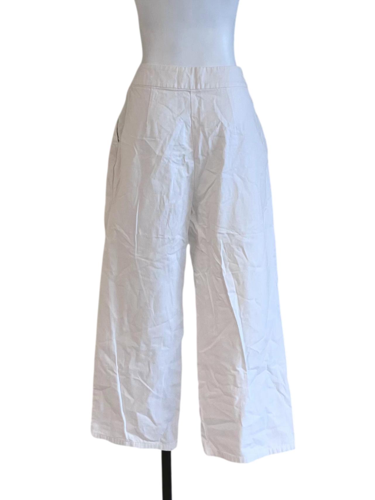 White Cotton Wide Leg Culottes OSN