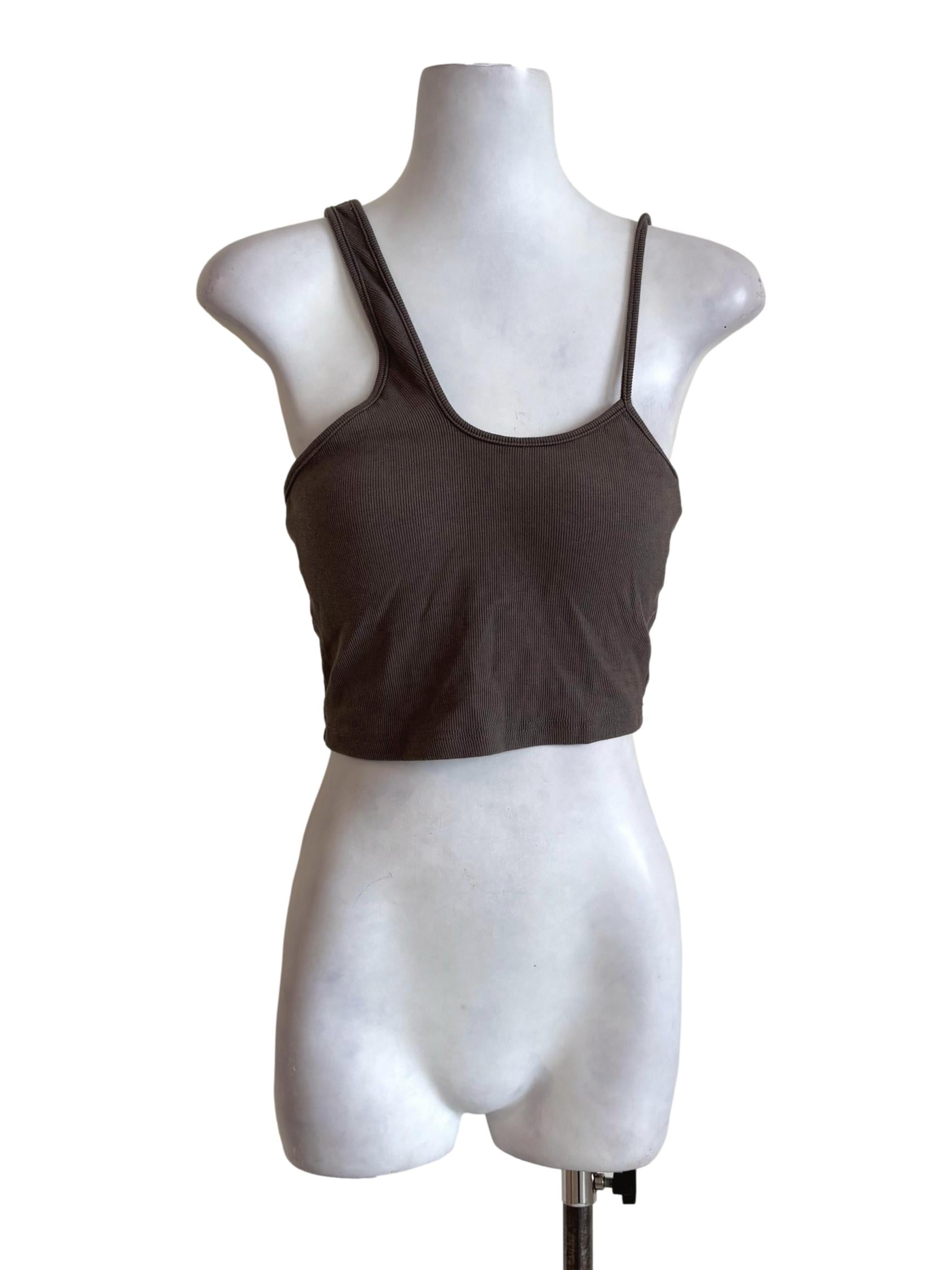 Ashy Brown Knitted Tank Top YHF