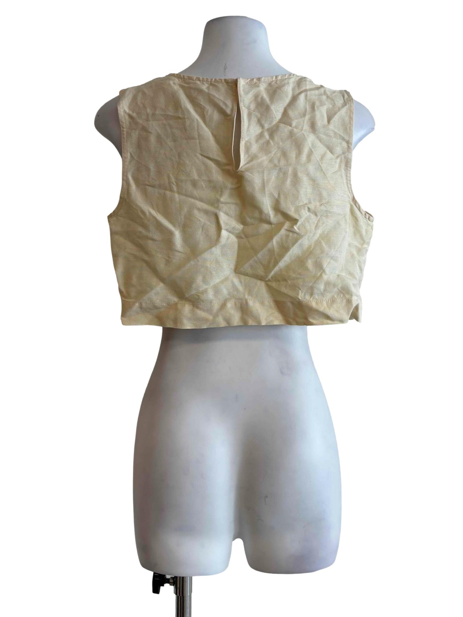 Cornsilk Sleeveless Crop Top