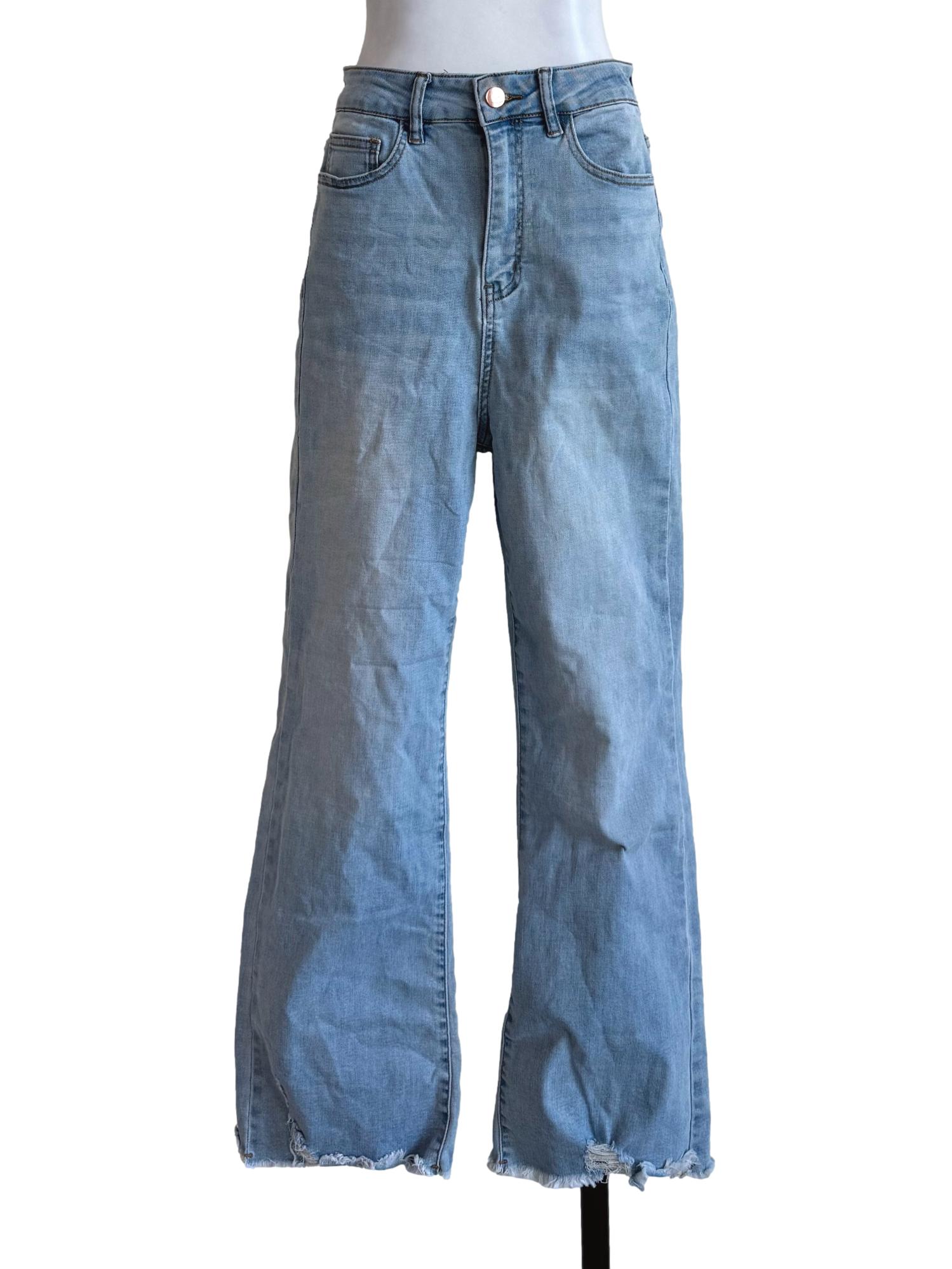 Wash Denim Straight Cut Jeans