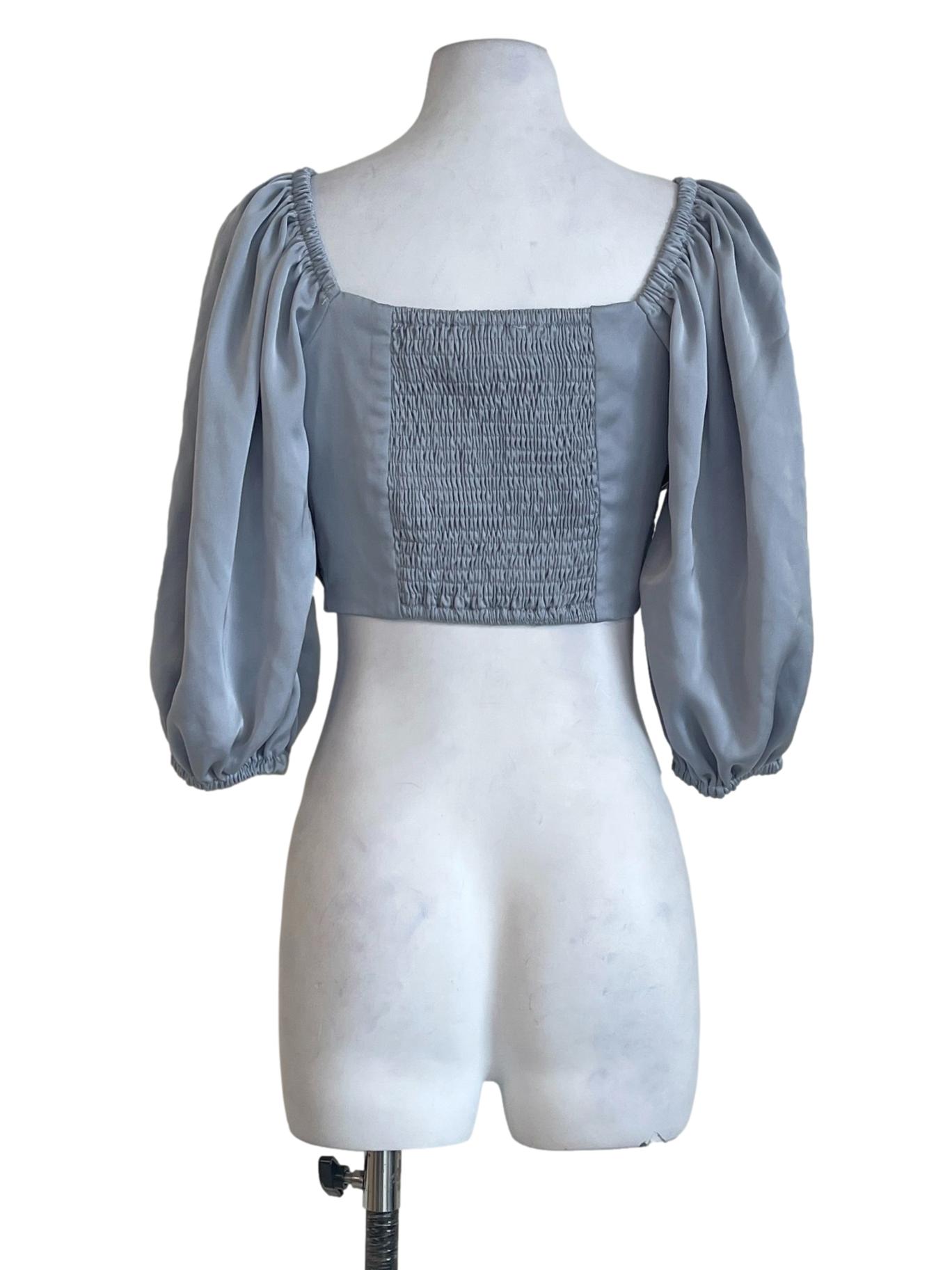 Cloud Grey V-Neck Quarter Sleeve Top