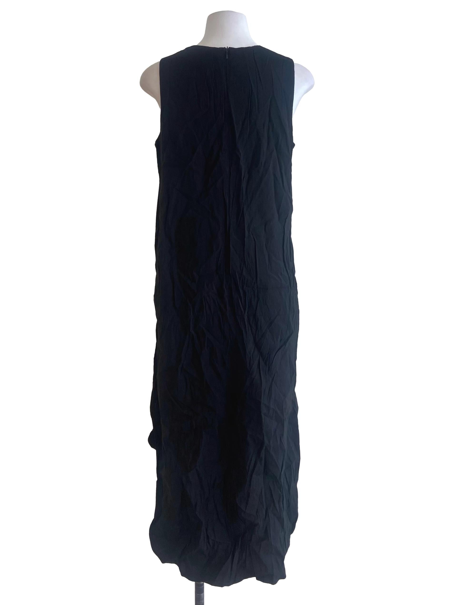 Black Slit Jewel Neck Dress