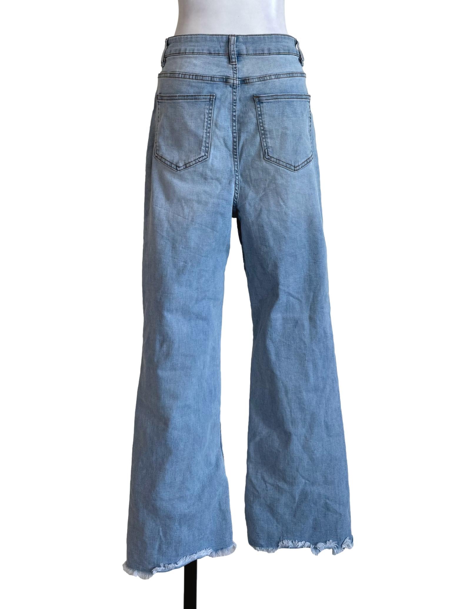 Wash Denim Straight Cut Jeans
