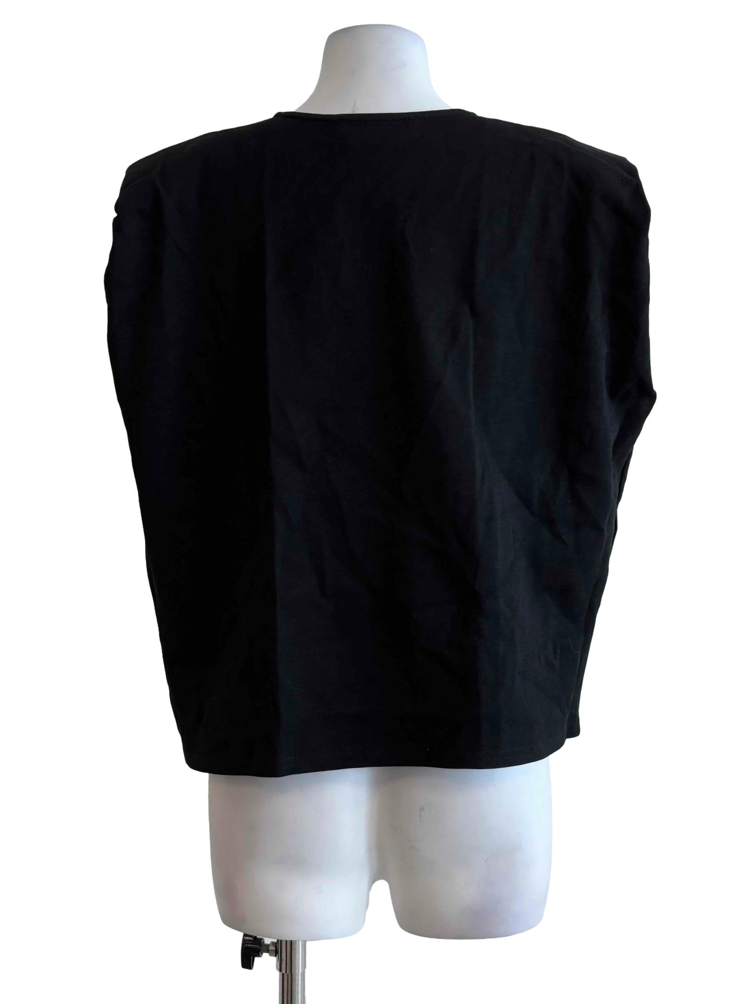 Night Black Sleeveless V-Neck Top