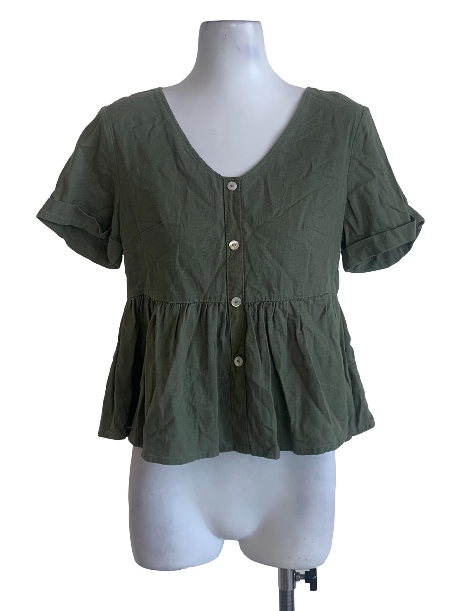 Crocodile Green Jewel Neck Top