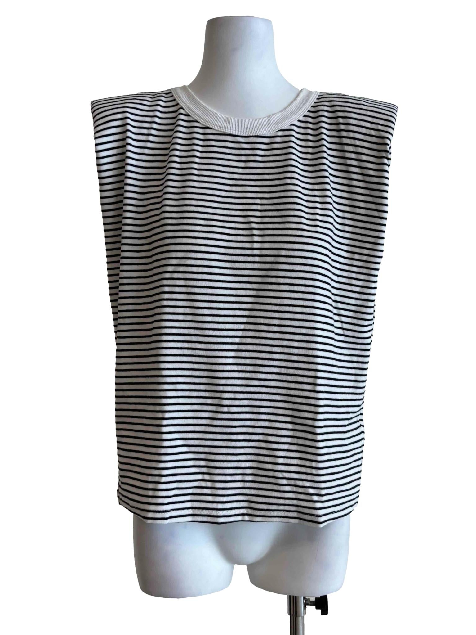 Black And White Striped Sleeveless Top