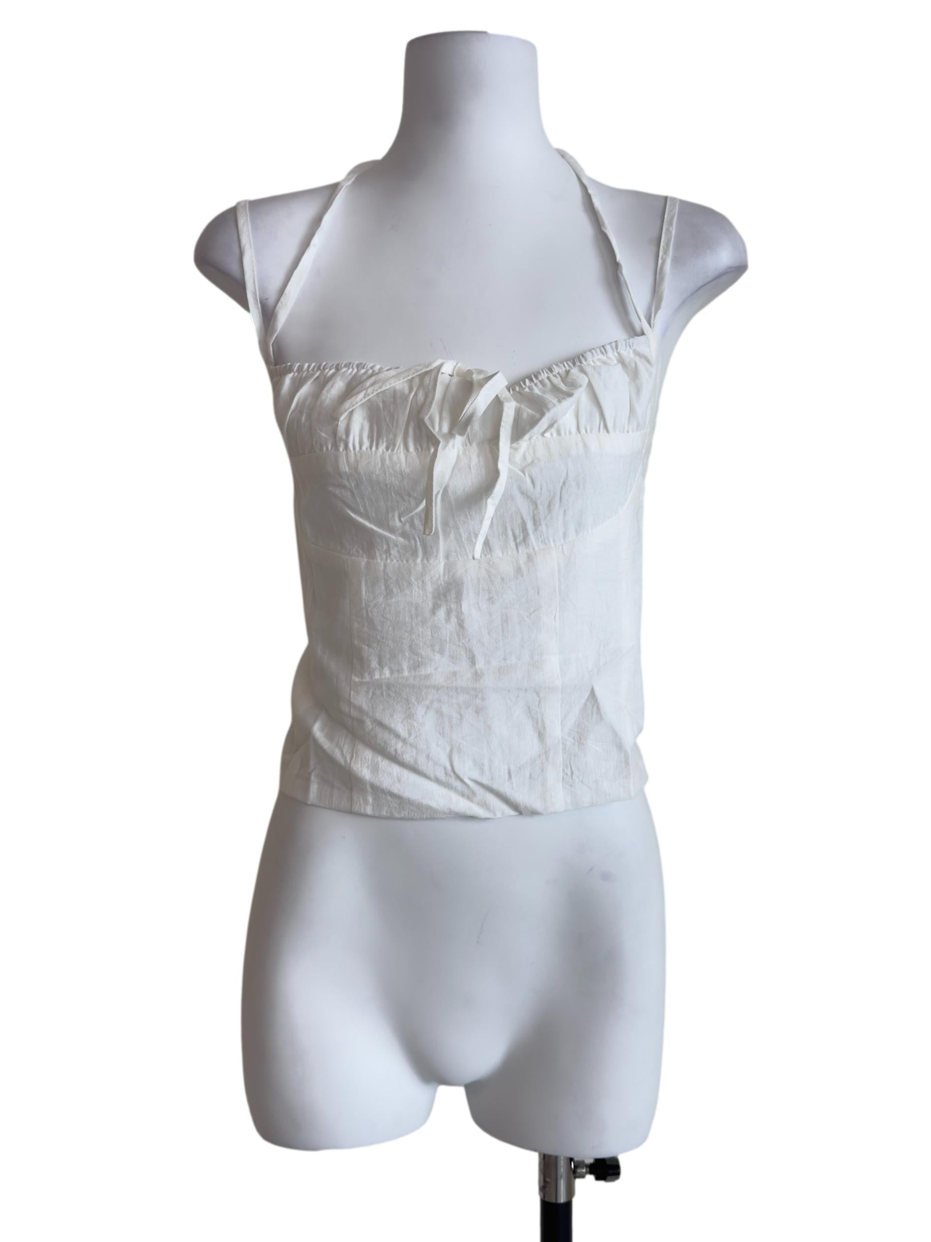 White Julieta Tie Front Bustier Top