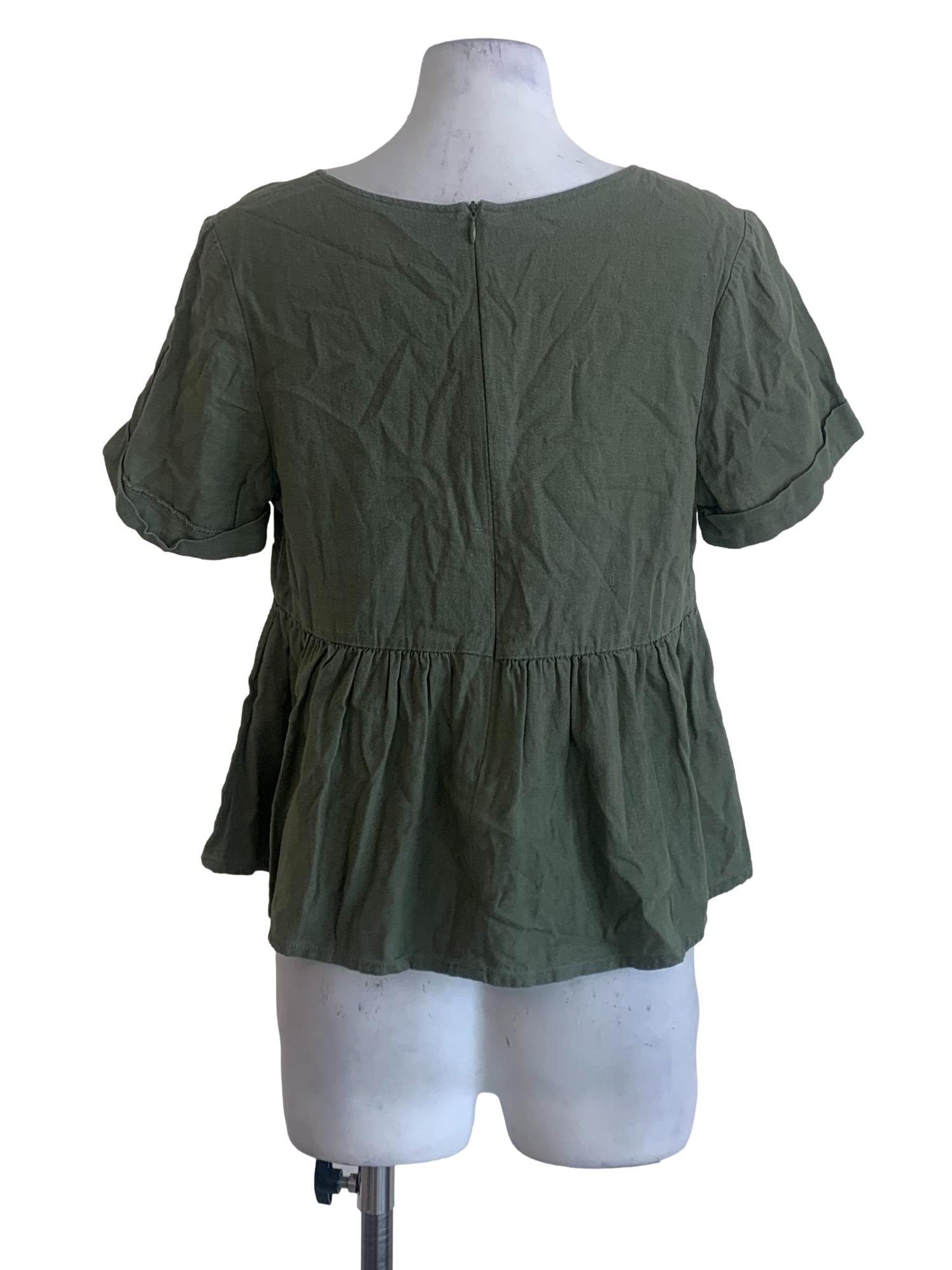 Crocodile Green Jewel Neck Top