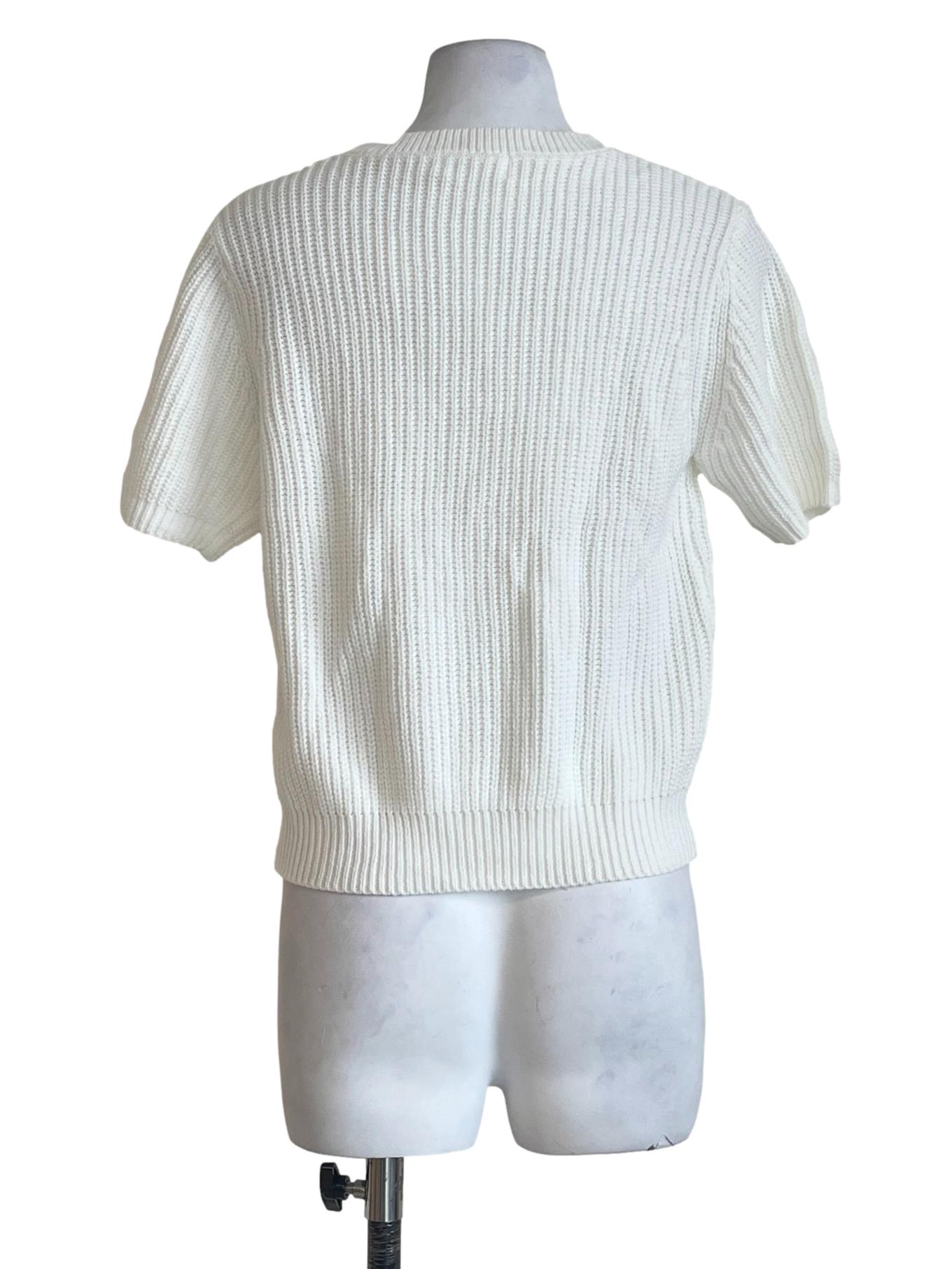 Cotton White Short Sleeve Knit Top