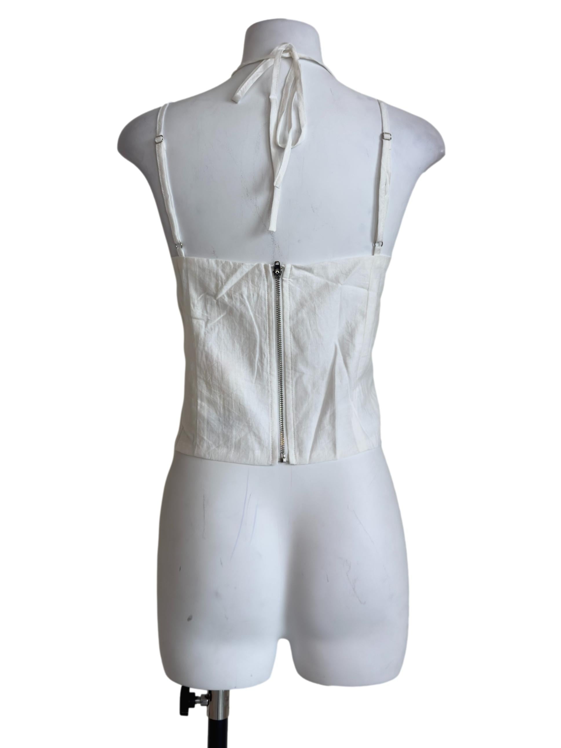 White Julieta Tie Front Bustier Top