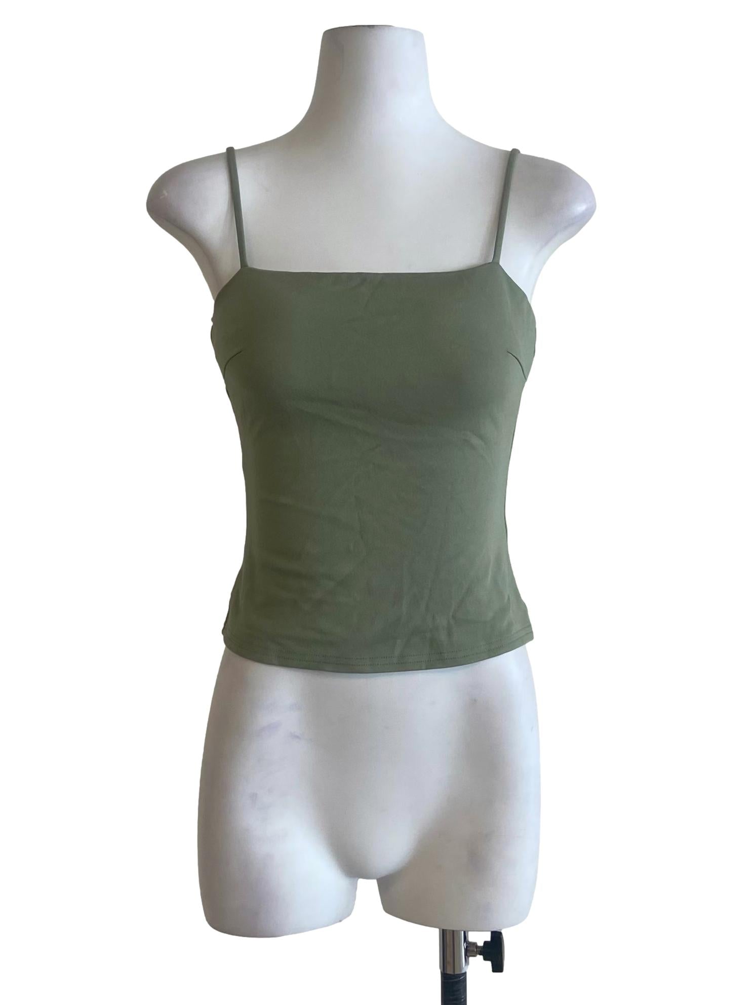 Olive Green Spaghetti Straps Fit Top