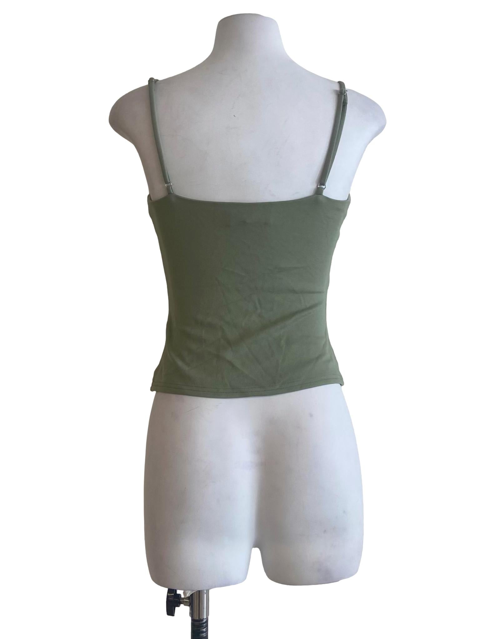 Olive Green Spaghetti Straps Fit Top