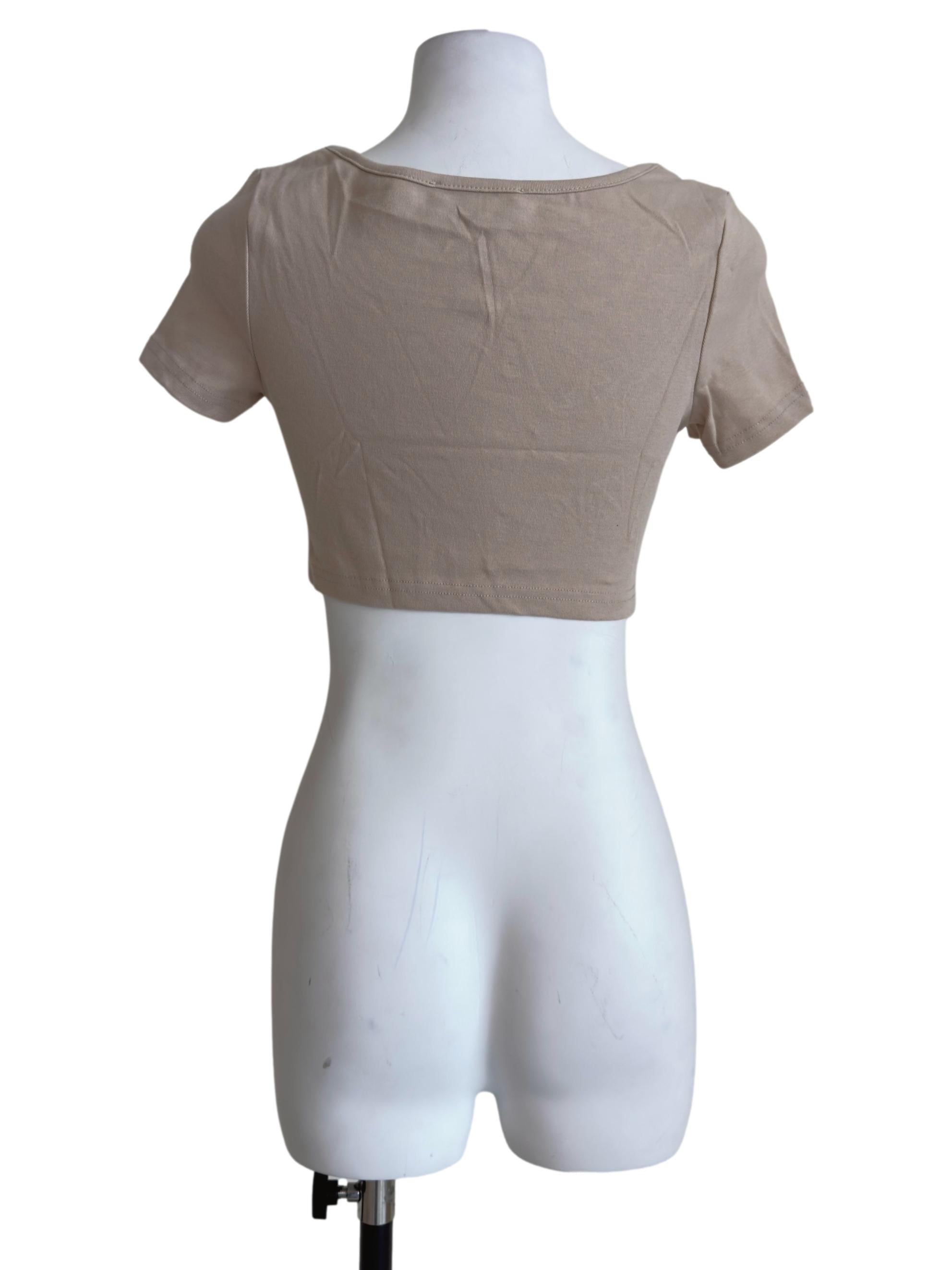 Beige Eunice Curved Hem Tee