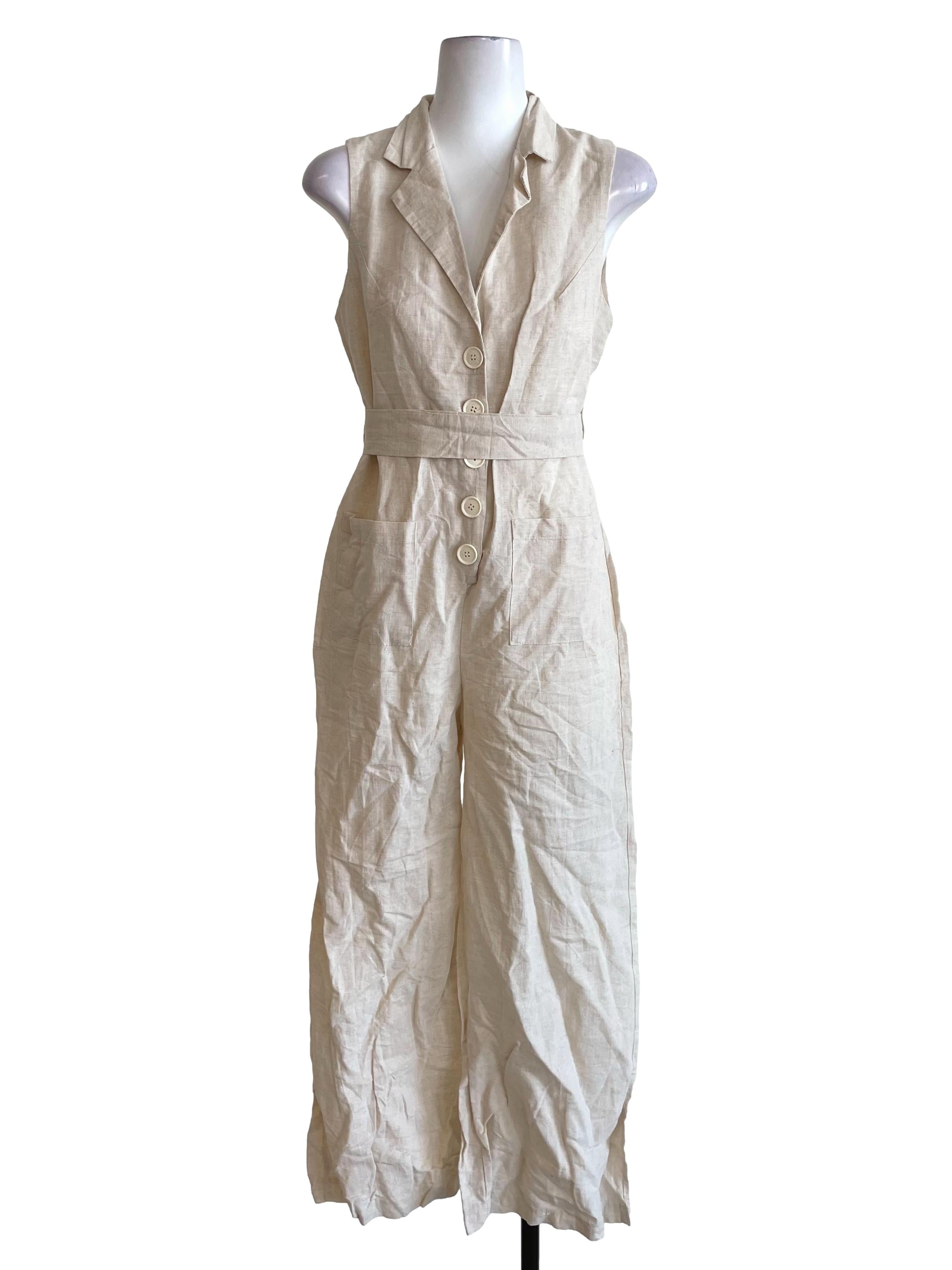 Ivory Sleeveless Suit Jumpsuit TEM