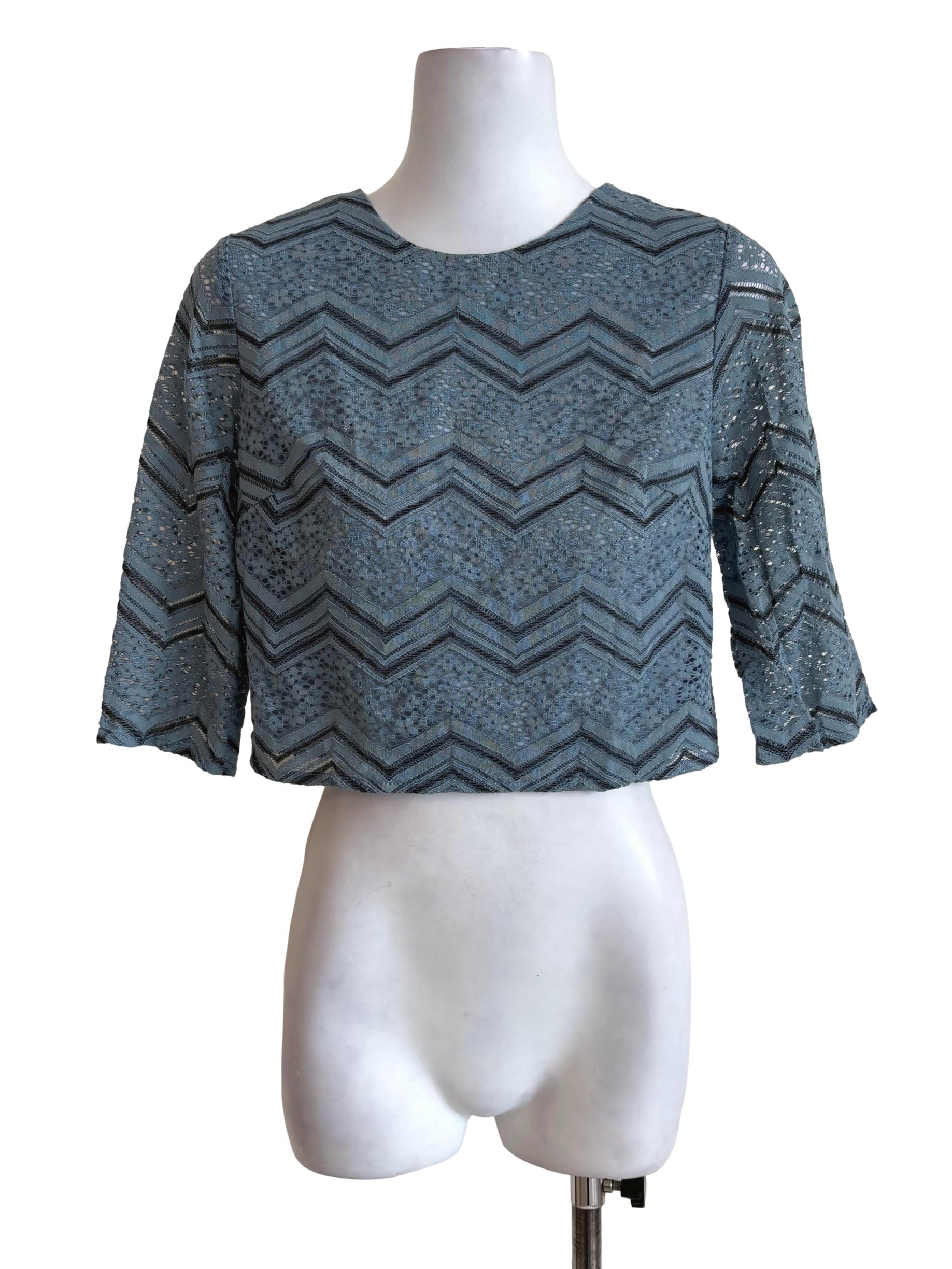 Spruce Blue Zig Zag Eyelet Top