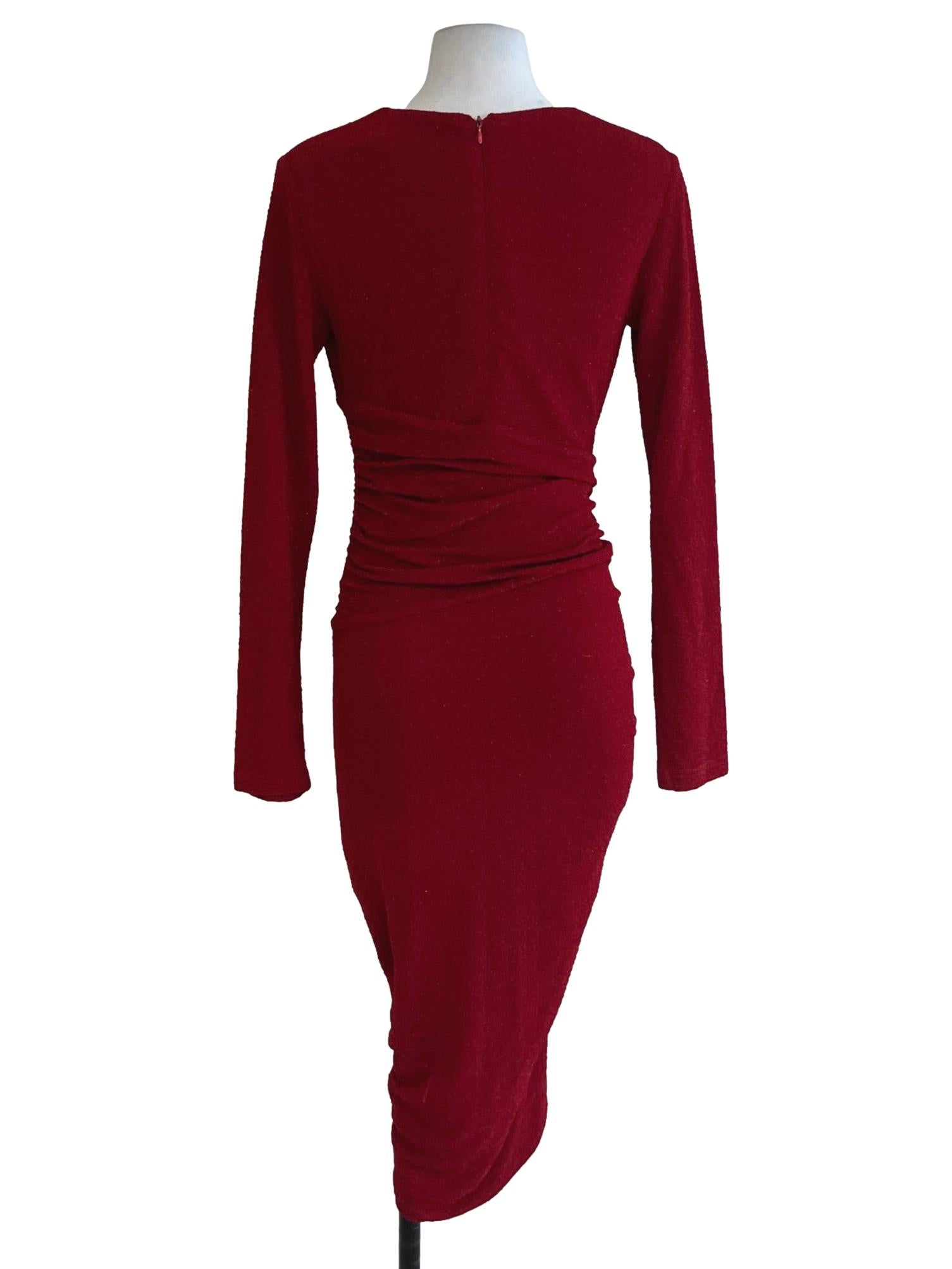 Blood Red V-Neckline Bodycon Dress